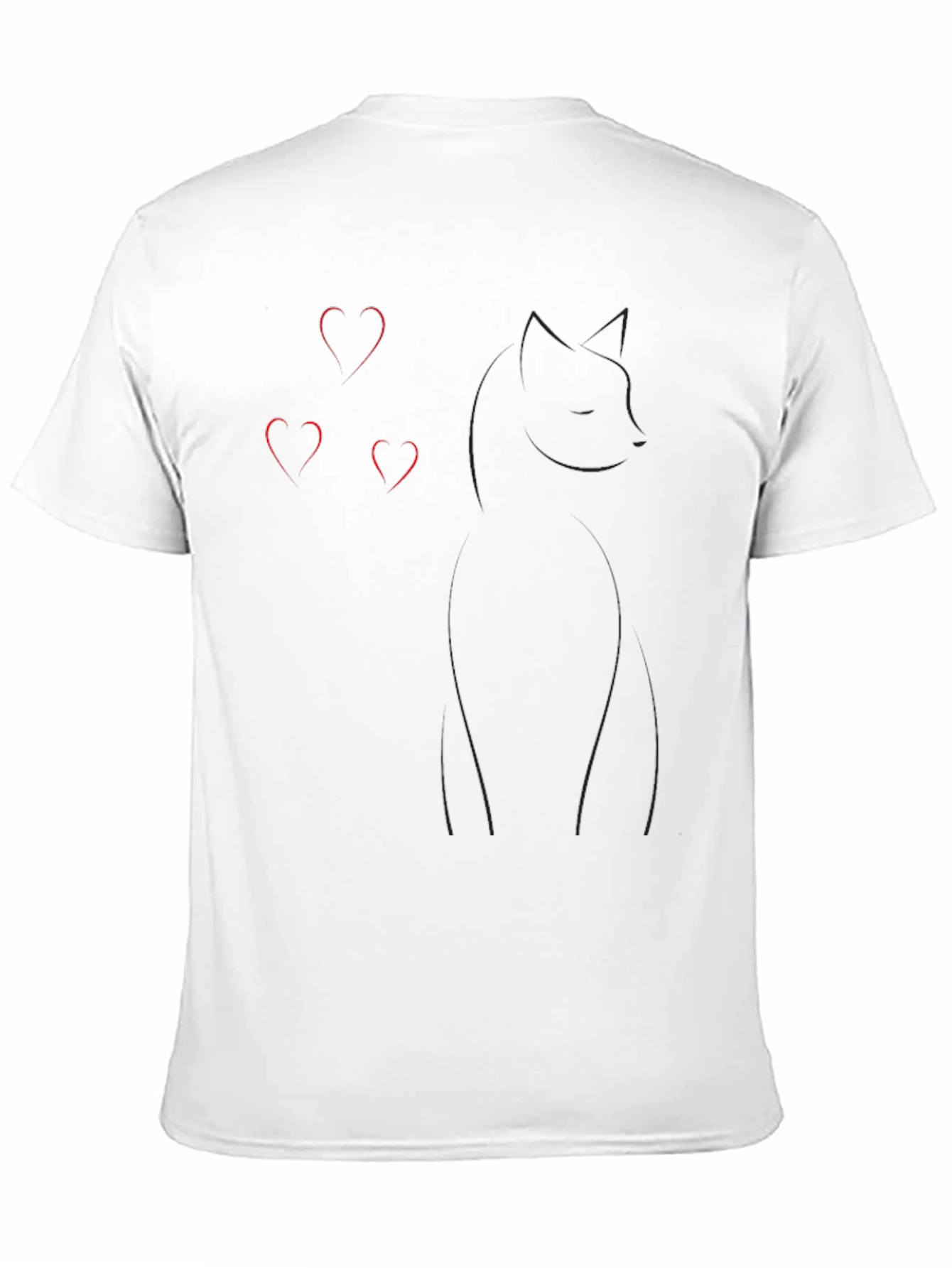 Black Cat Heart T-Shirt Casual Cotton Tee