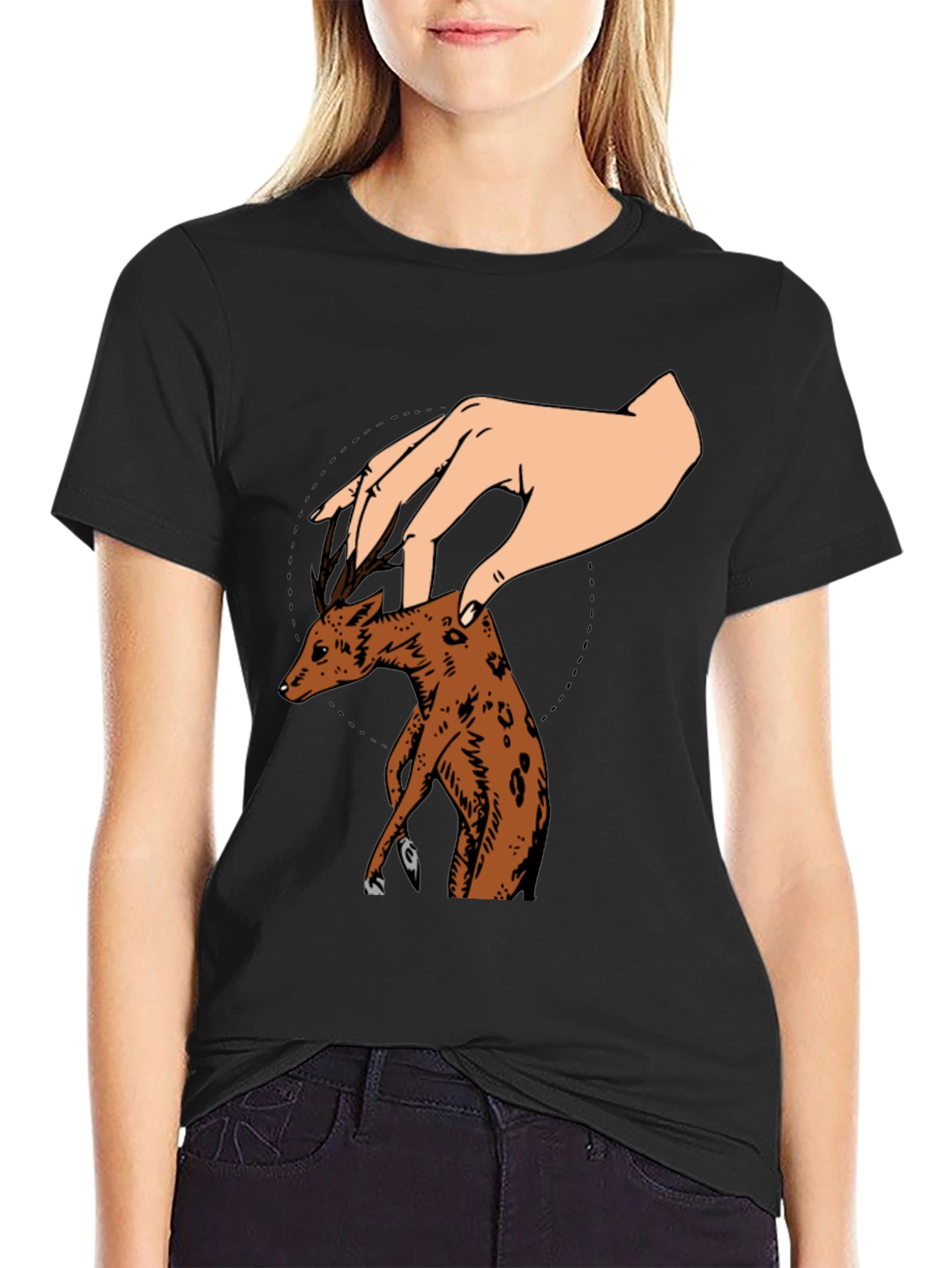 Deer Puppet Graphic T-Shirt - Unique Design