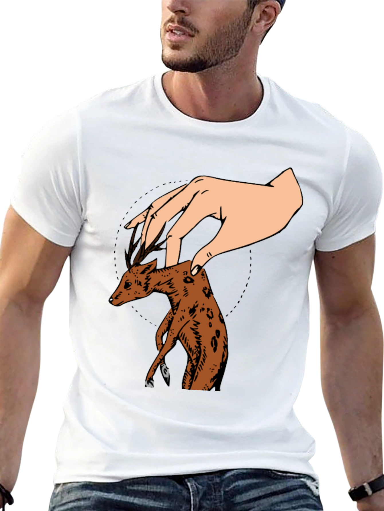 Deer Puppet Graphic T-Shirt - Unique Design