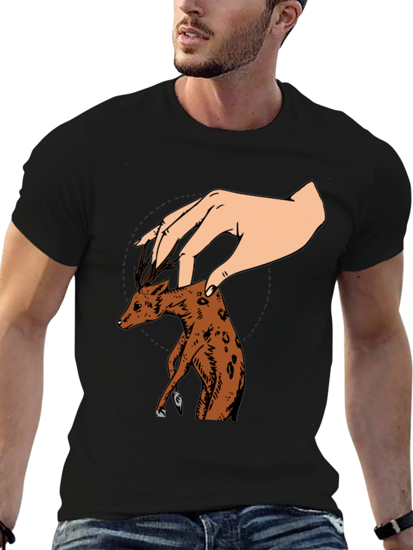 Deer Puppet Graphic T-Shirt - Unique Design