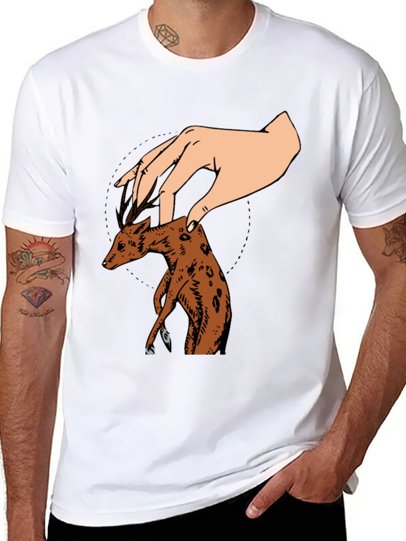 Deer Puppet Graphic T-Shirt - Unique Design