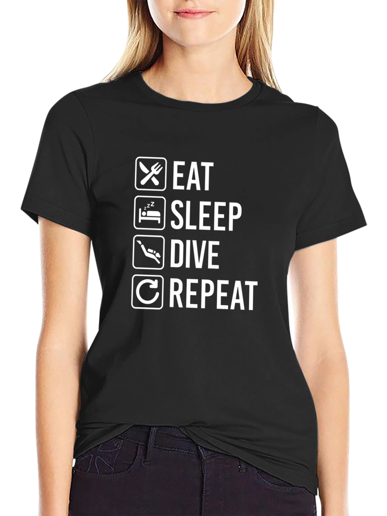 Eat Sleep Dive Repeat Black T-Shirt