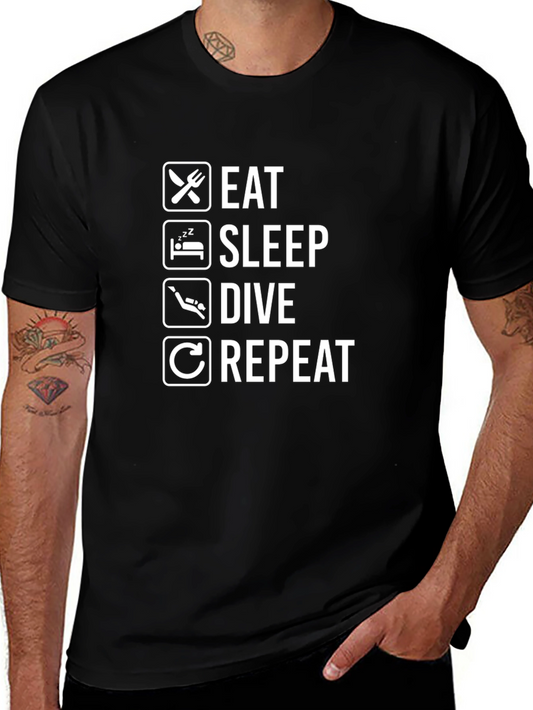 Eat Sleep Dive Repeat Black T-Shirt