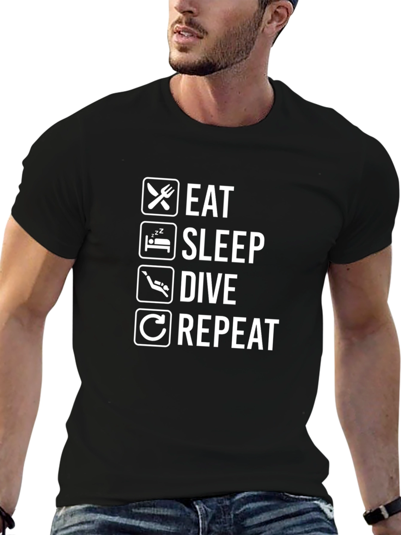 Eat Sleep Dive Repeat Black T-Shirt