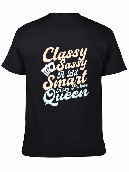 Classy Sassy Poker Queen Black Graphic T-Shirt