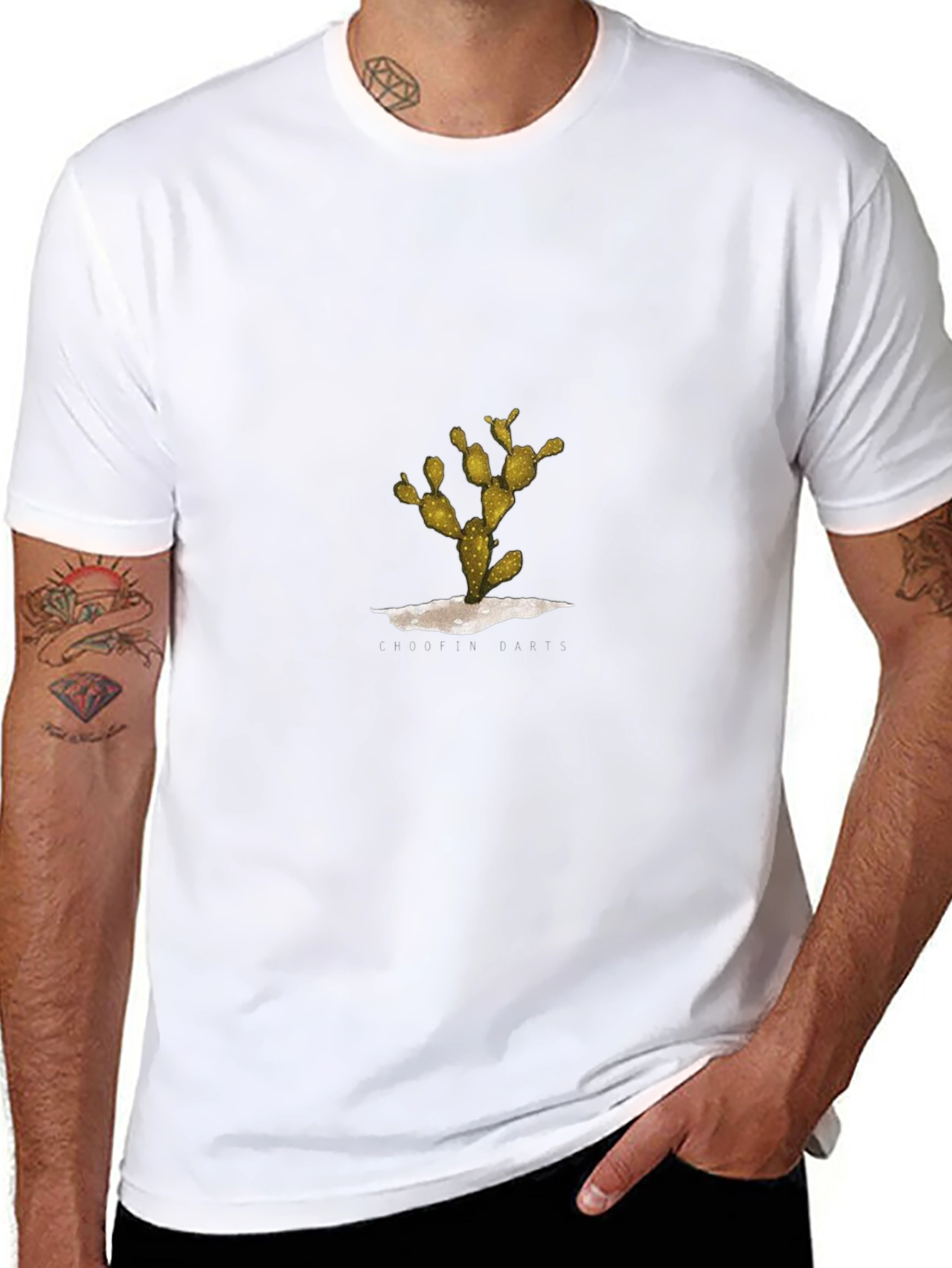 Cactus Graphic Tee - Black Casual Cotton Shirt