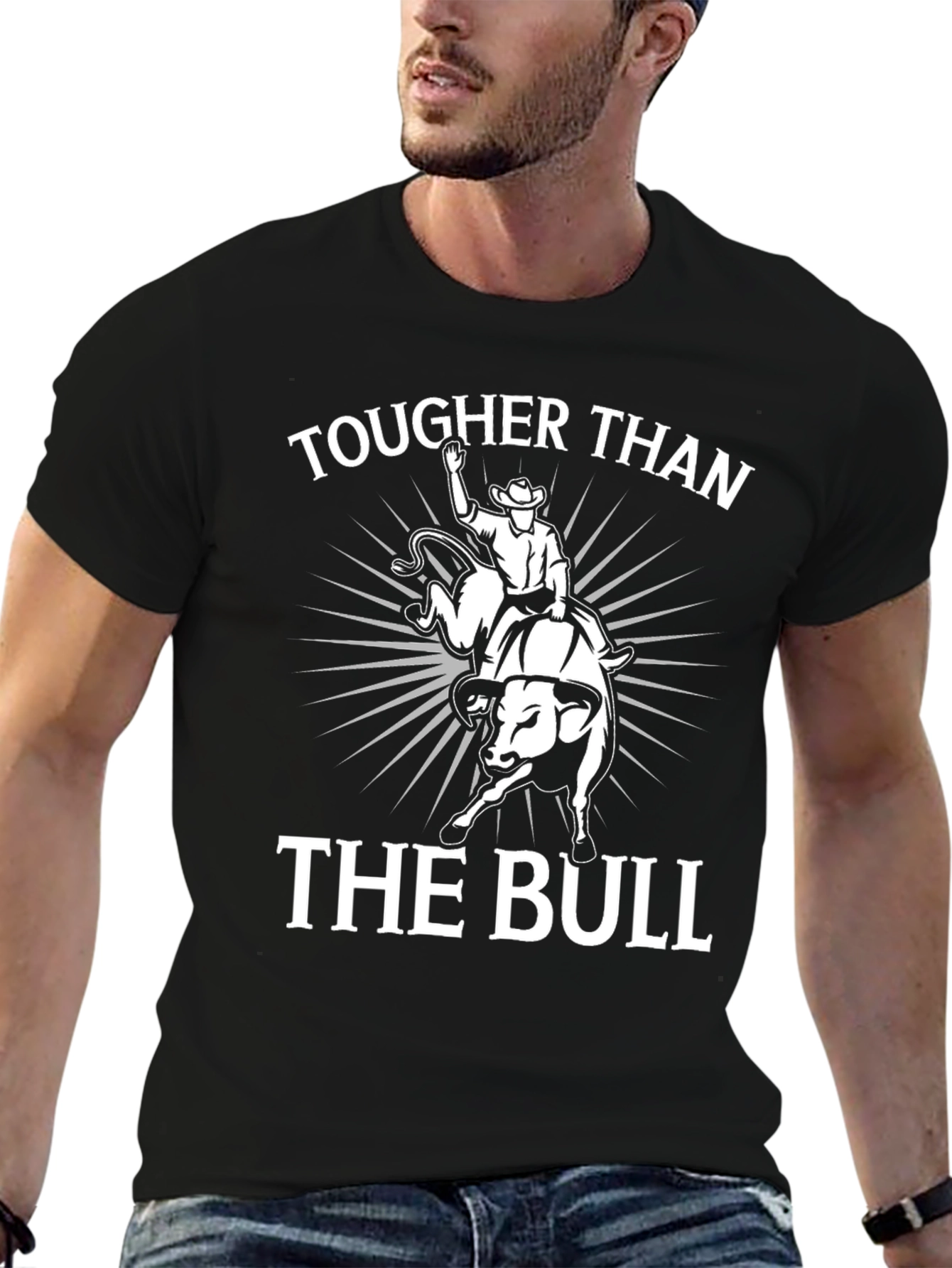 Tougher Than The Bull Graphic Tee - Cowboy Rodeo