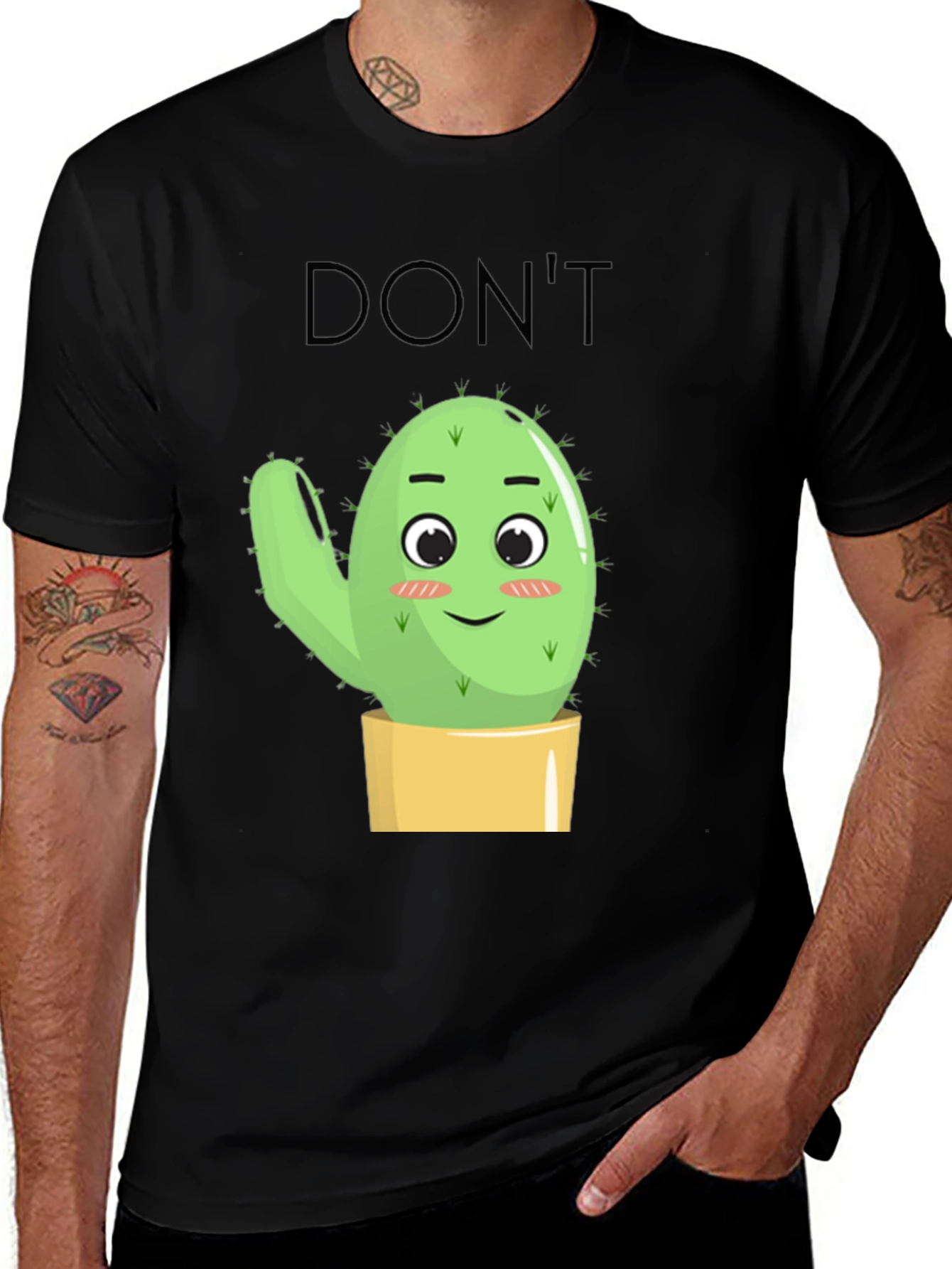 Dont Touch Cactus Graphic Tee - Black T-Shirt