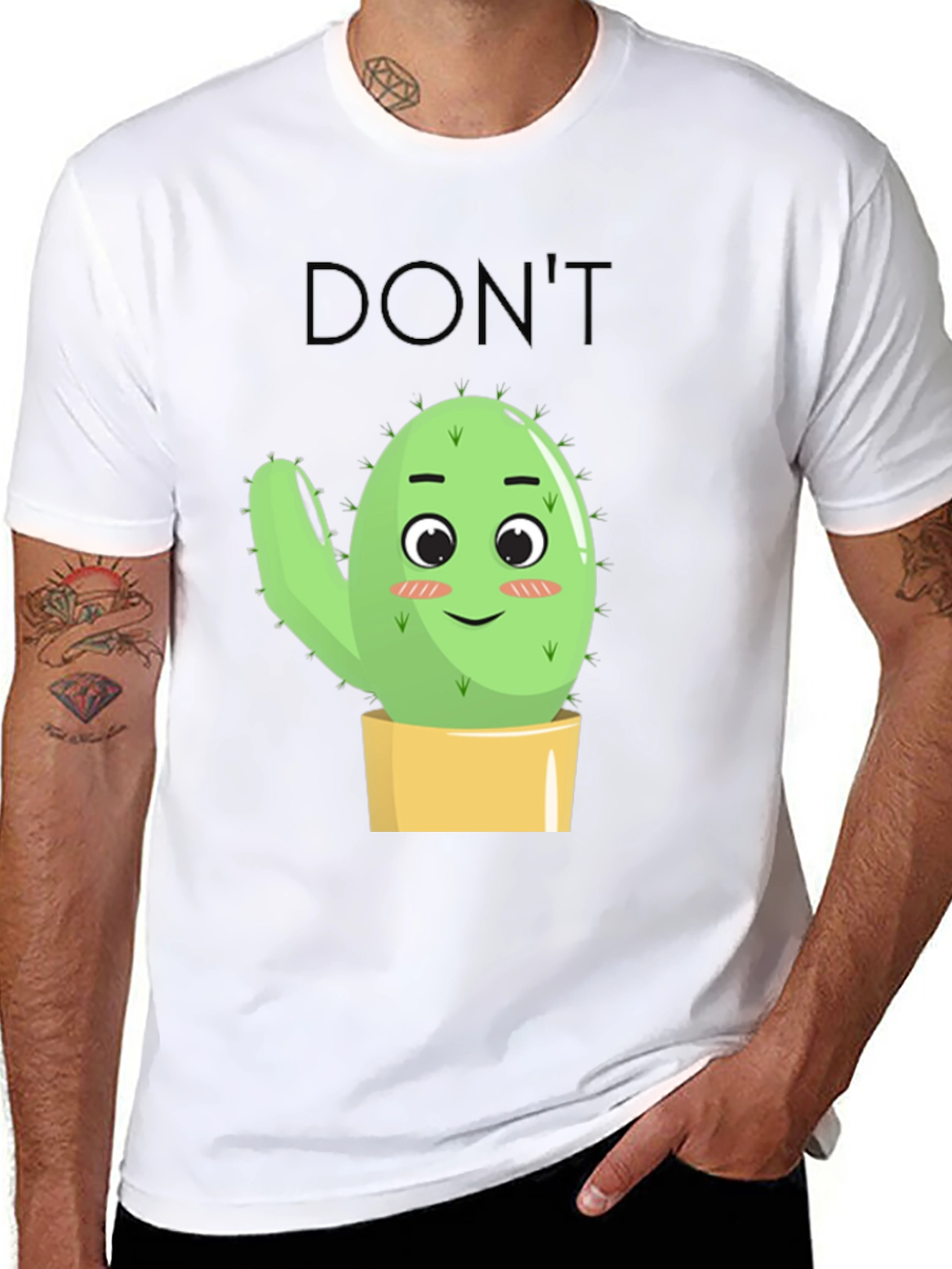 Dont Touch Cactus Graphic Tee - Black T-Shirt