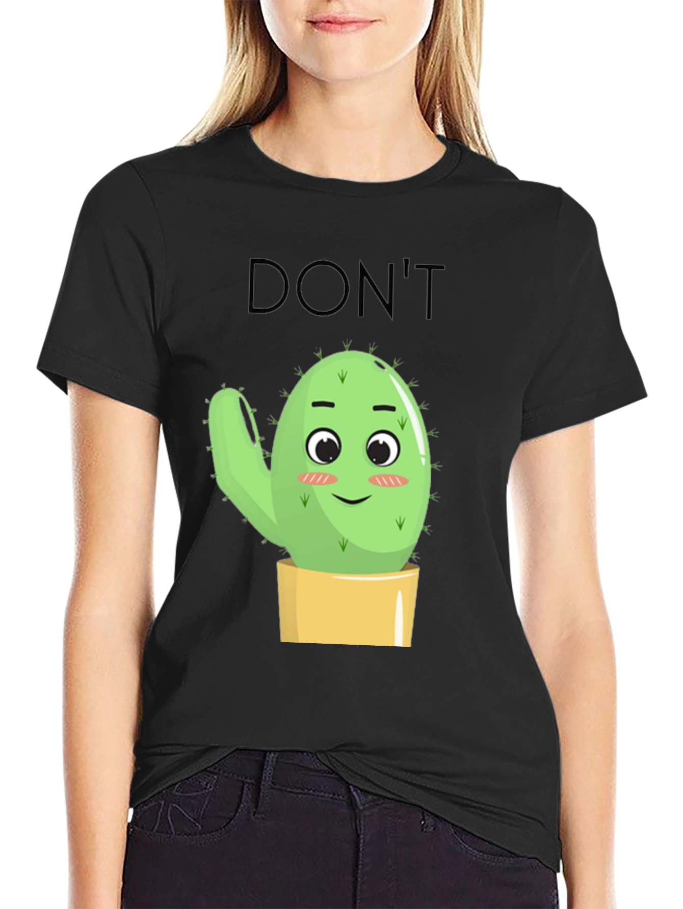 Dont Touch Cactus Graphic Tee - Black T-Shirt
