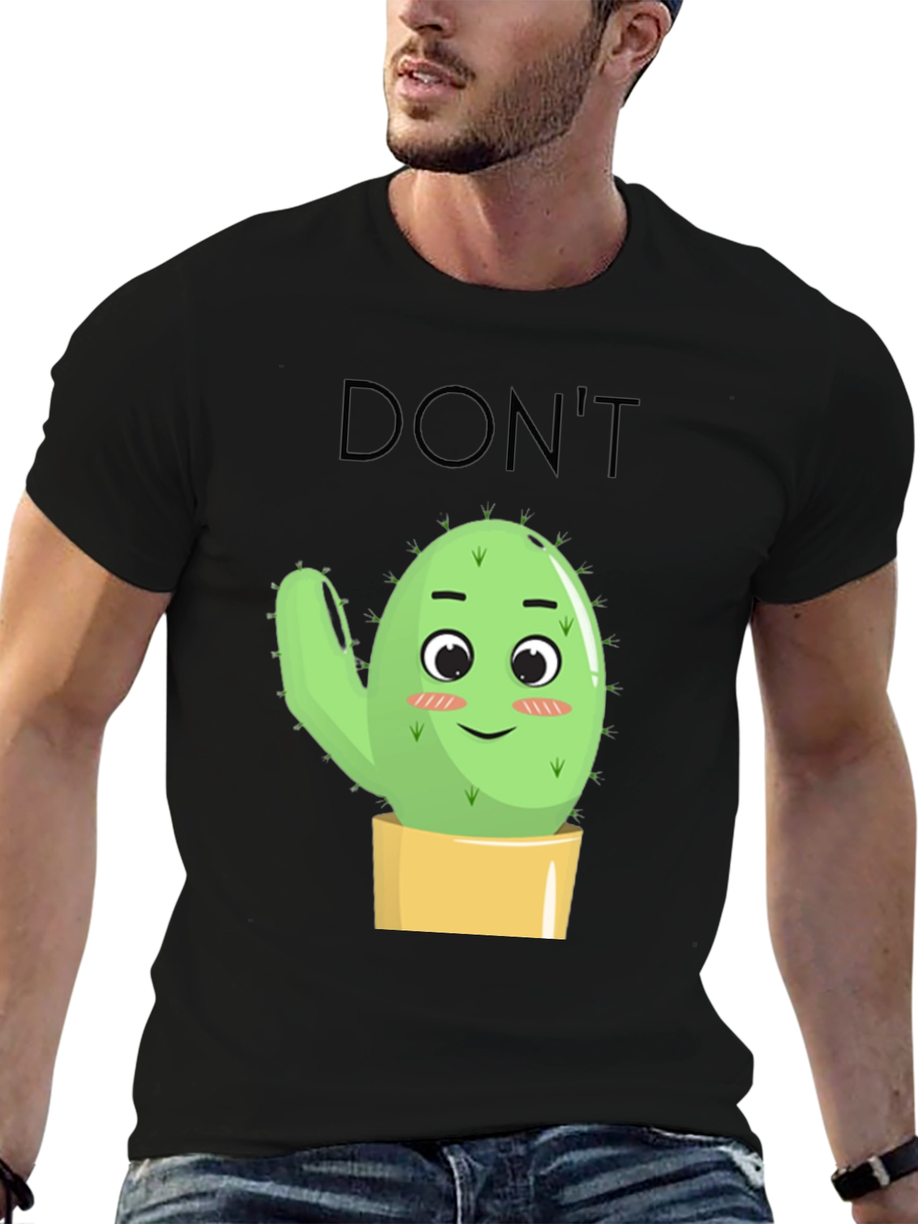 Dont Touch Cactus Graphic Tee - Black T-Shirt