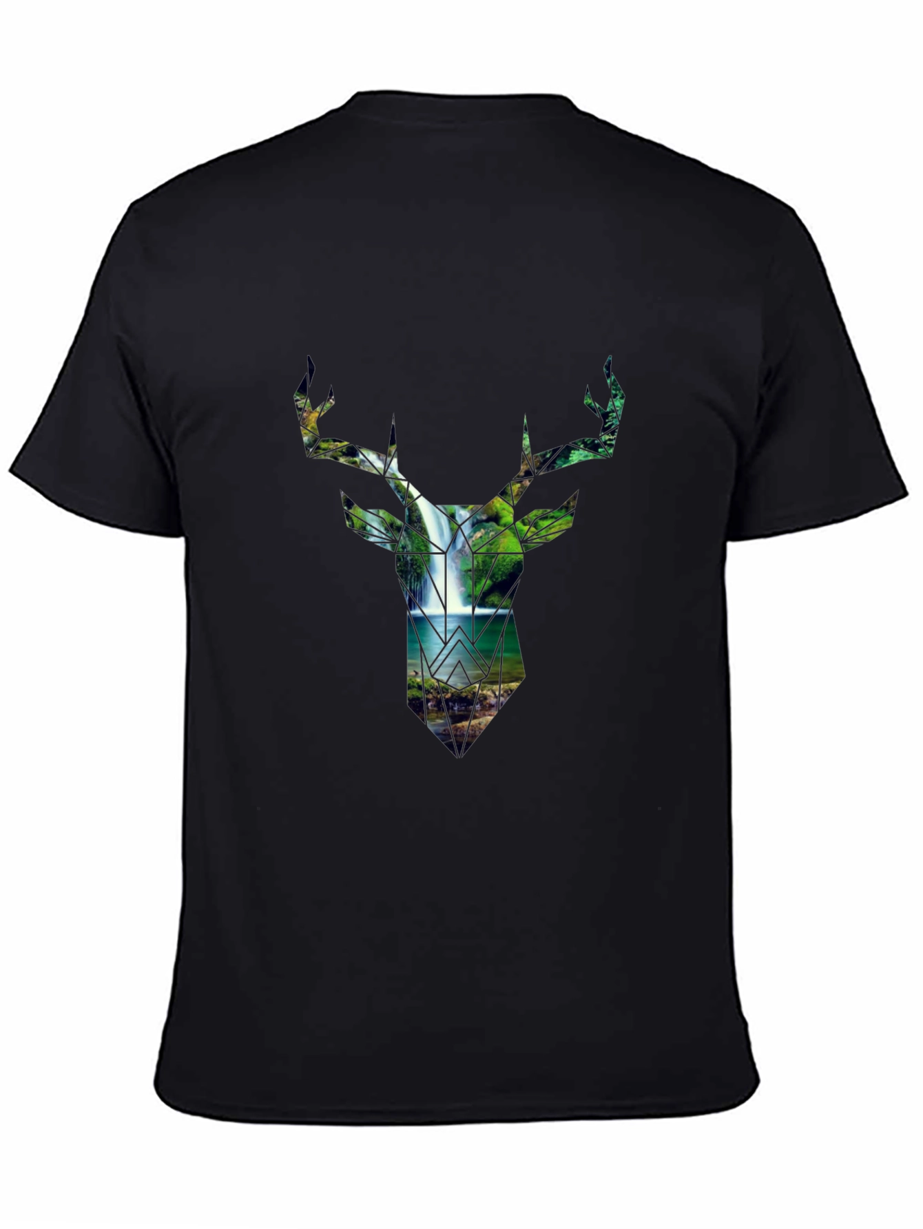 Deer Silhouette Waterfall Graphic Tee - Nature Lovers Shirt