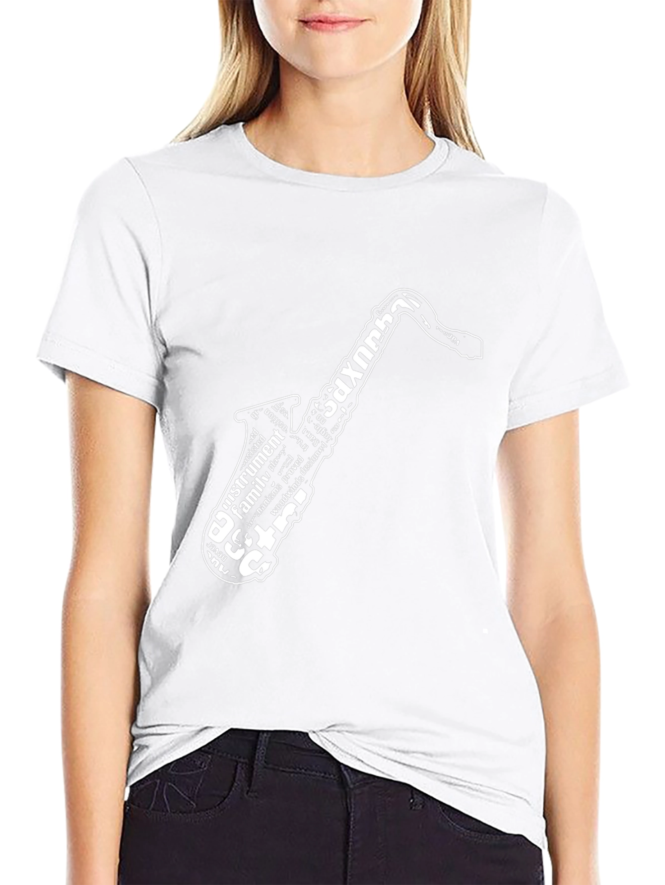 Saxophone Word Art Black T-Shirt