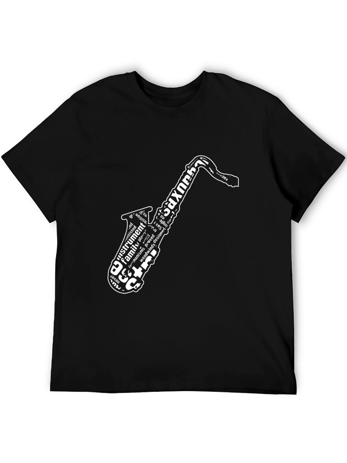 Saxophone Word Art Black T-Shirt