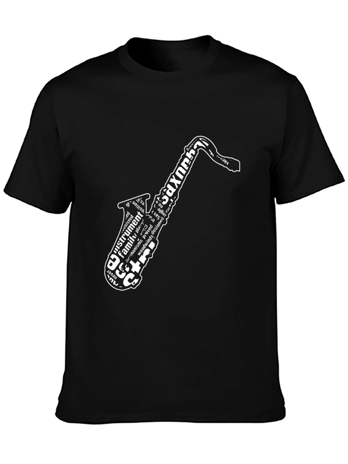 Saxophone Word Art Black T-Shirt