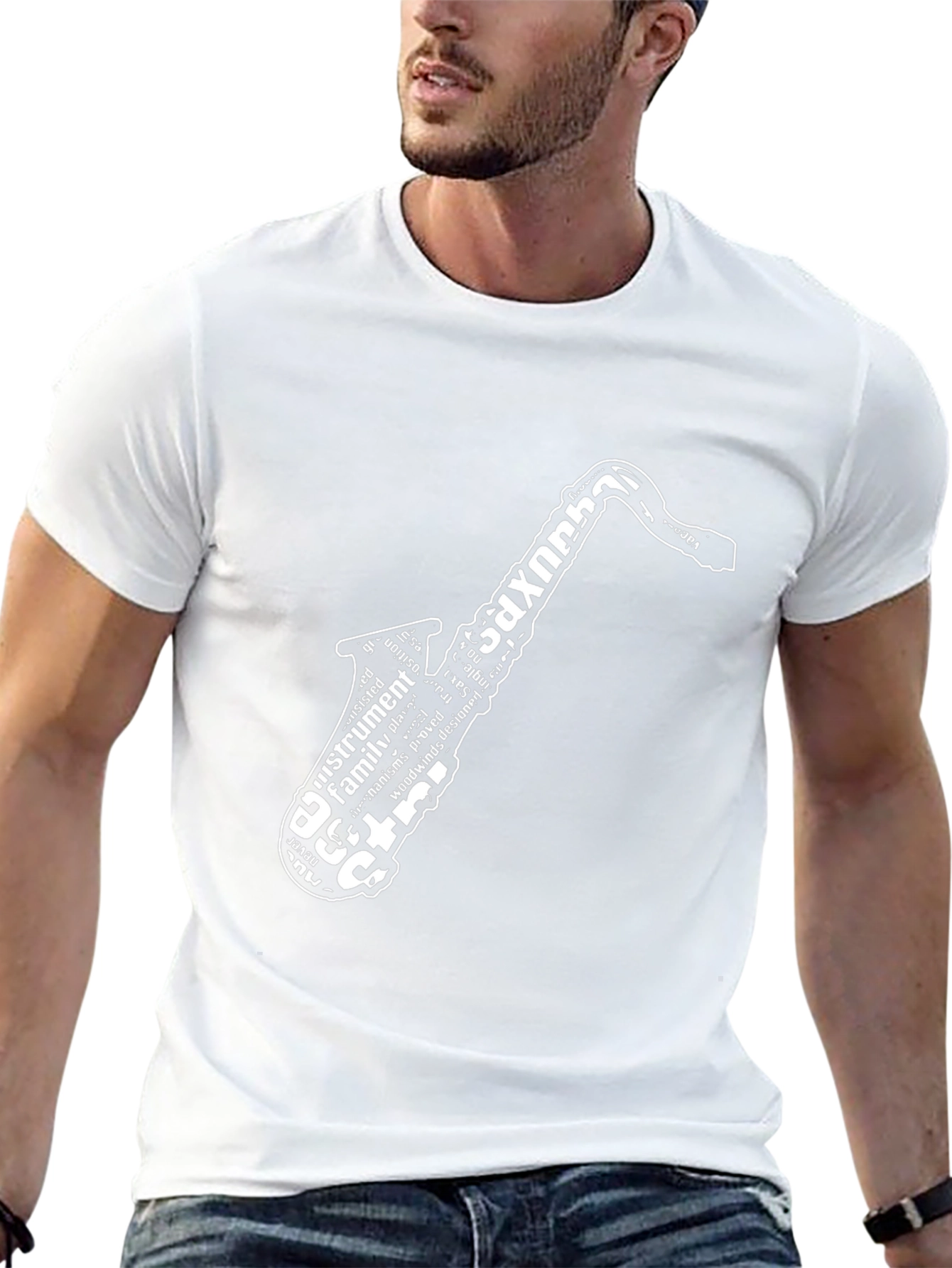 Saxophone Word Art Black T-Shirt