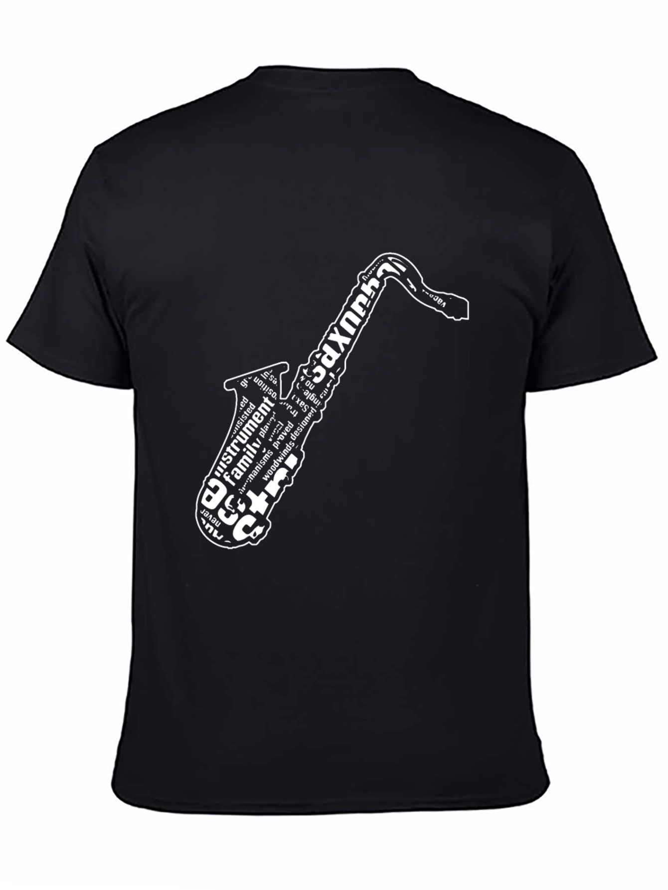 Saxophone Word Art Black T-Shirt
