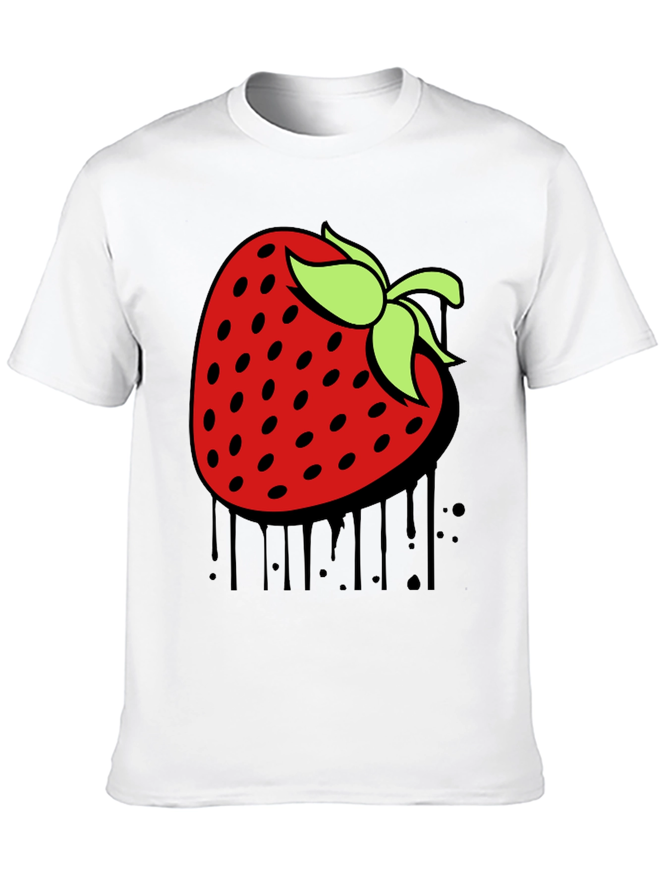 Strawberry Drip Graphic Tee - Unique Black T-Shirt