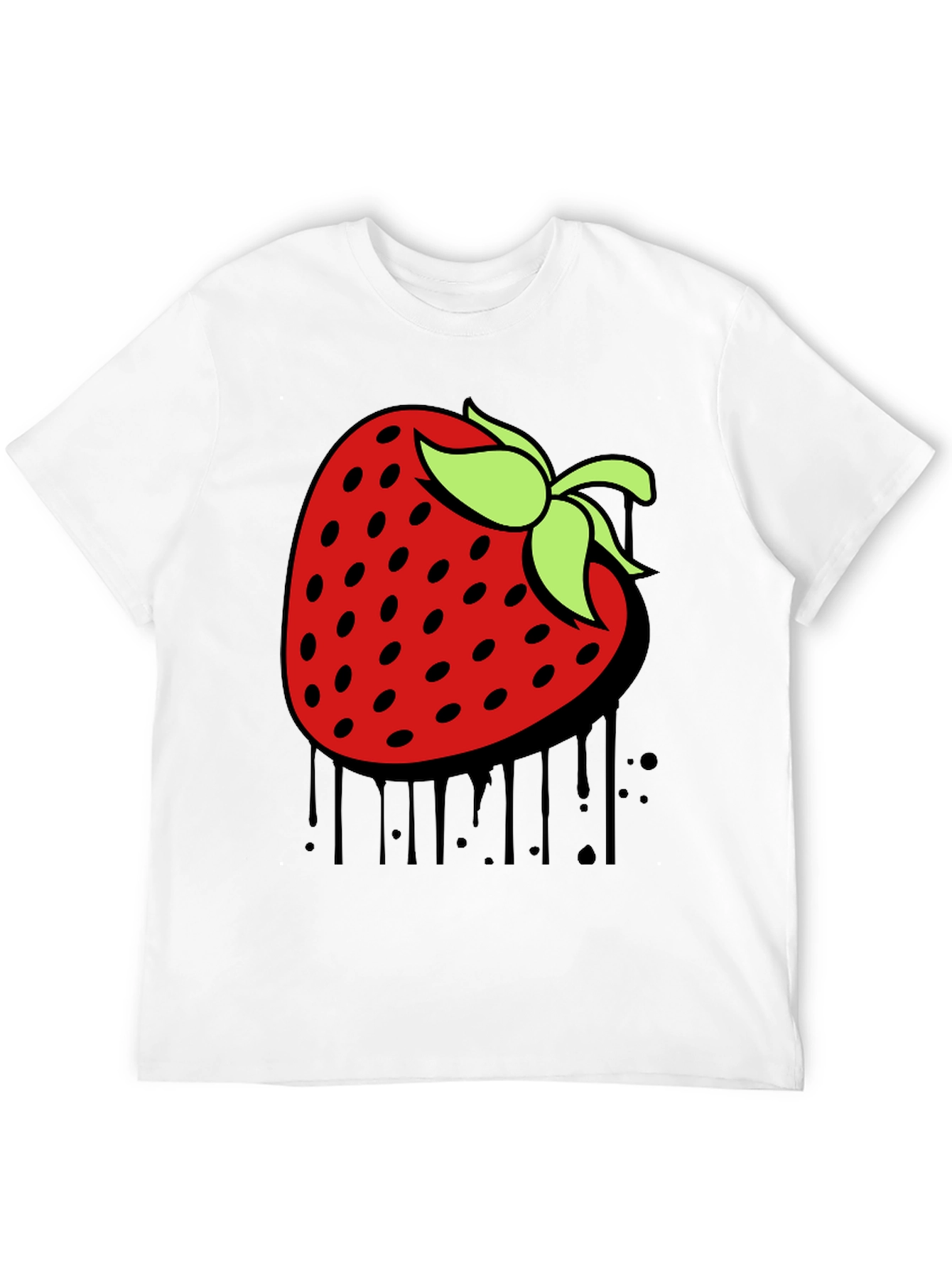 Strawberry Drip Graphic Tee - Unique Black T-Shirt