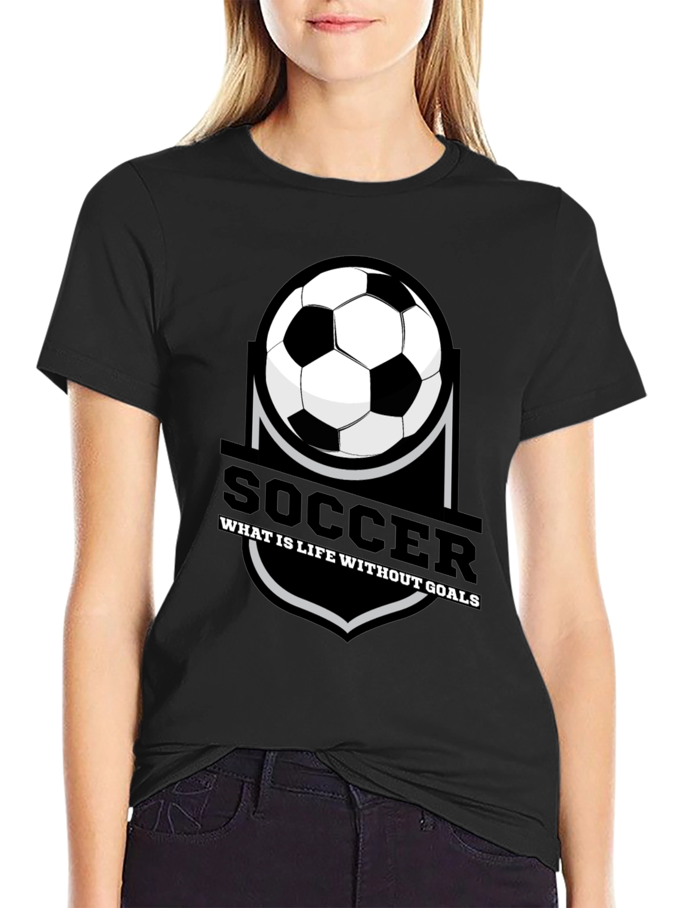 Soccer Life T-Shirt - Goals Design Black Tee