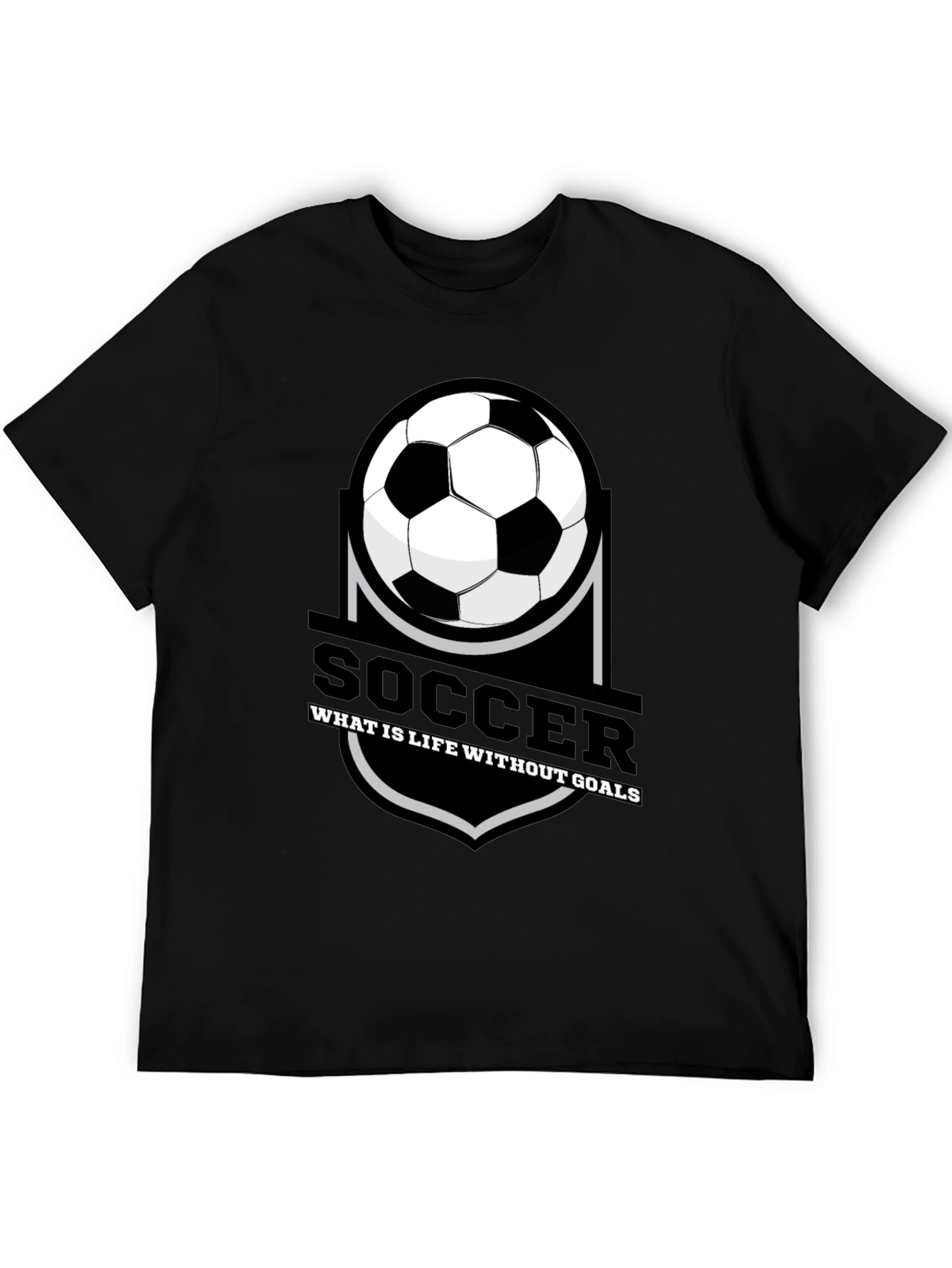 Soccer Life T-Shirt - Goals Design Black Tee