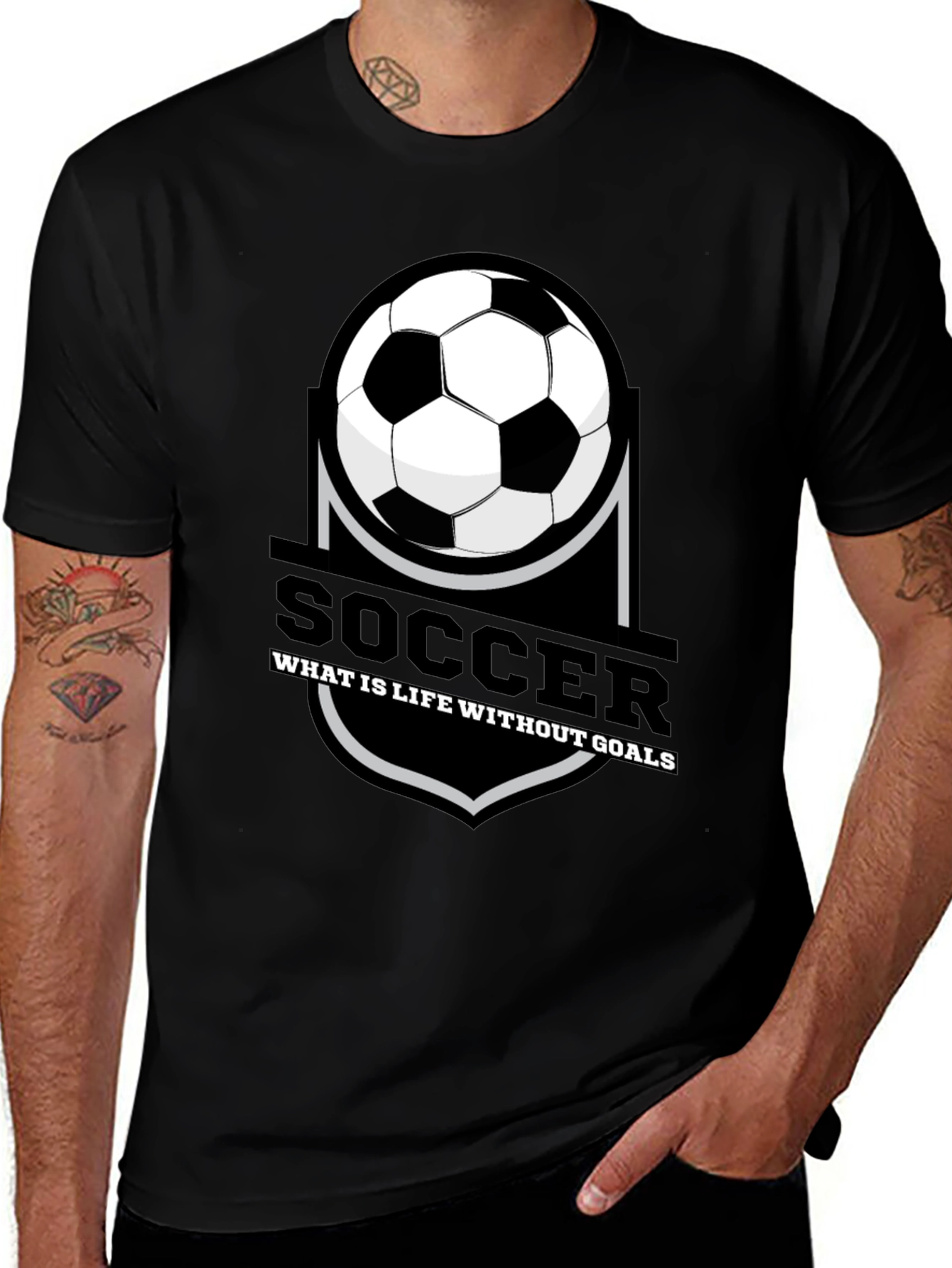 Soccer Life T-Shirt - Goals Design Black Tee