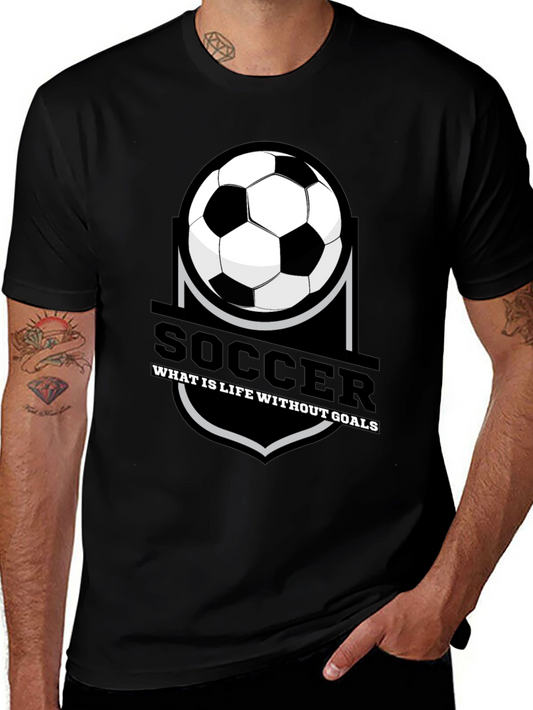 Soccer Life T-Shirt - Goals Design Black Tee