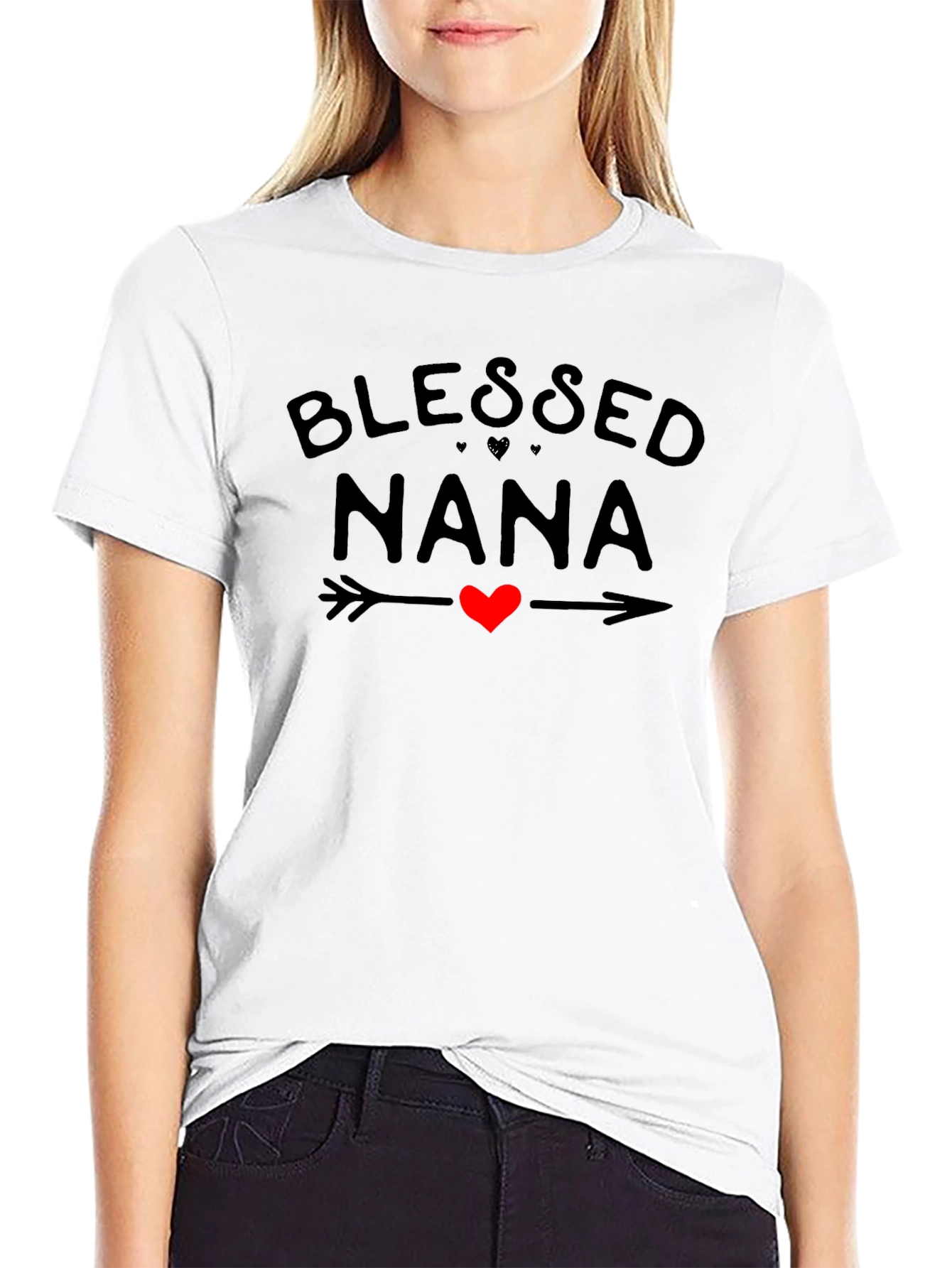 Blessed Nana Graphic Tee Heart Arrow Shirt