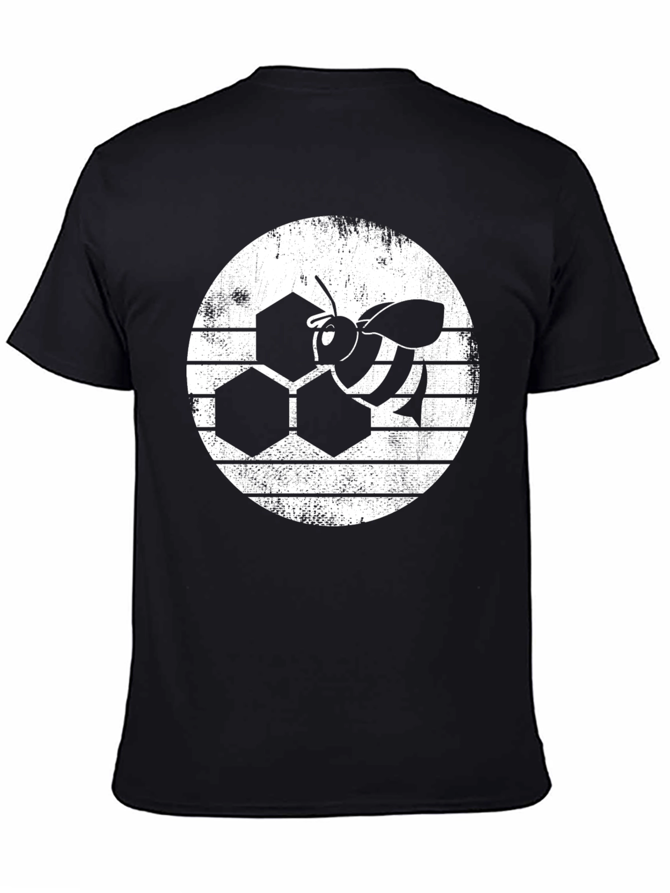 Honeycomb Bee Graphic T-Shirt - Black