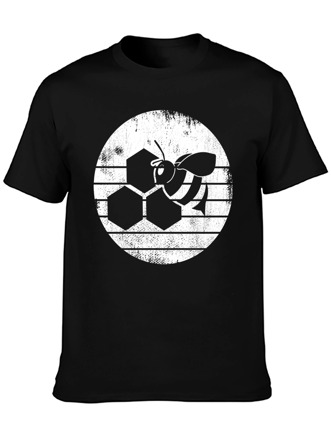 Honeycomb Bee Graphic T-Shirt - Black