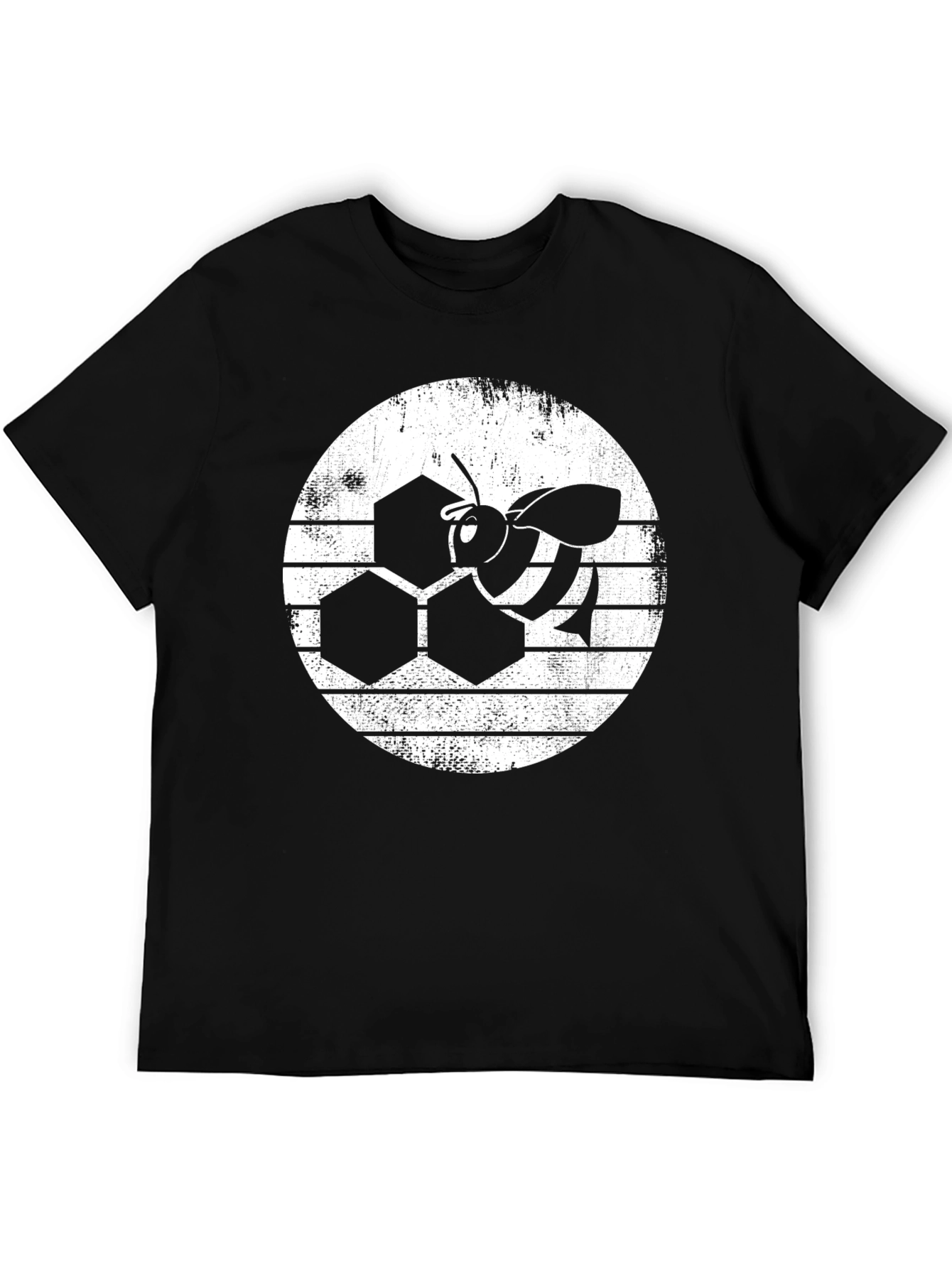 Honeycomb Bee Graphic T-Shirt - Black