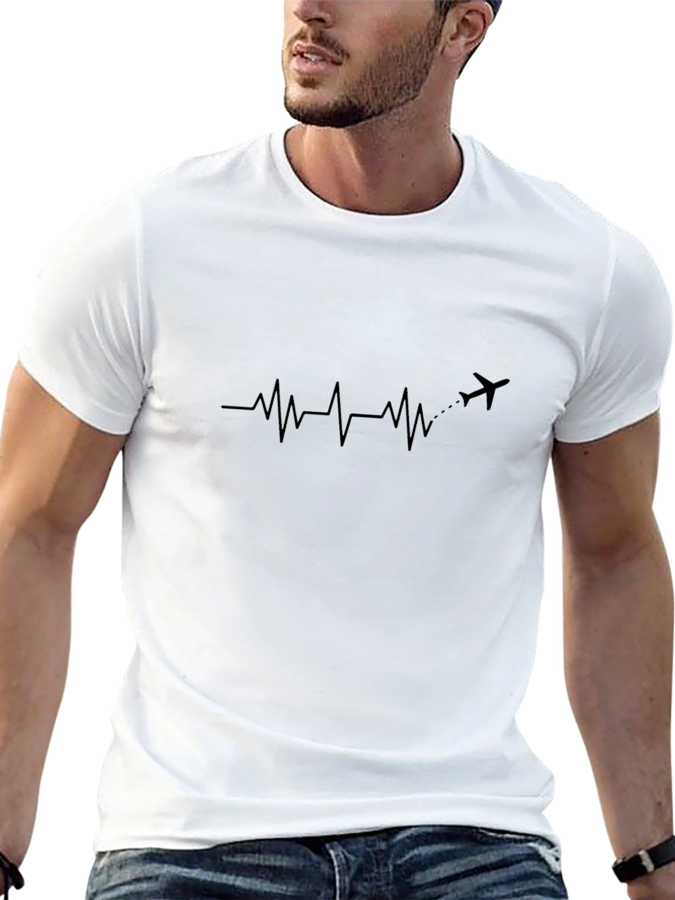 Airplane Heartbeat Graphic T-Shirt