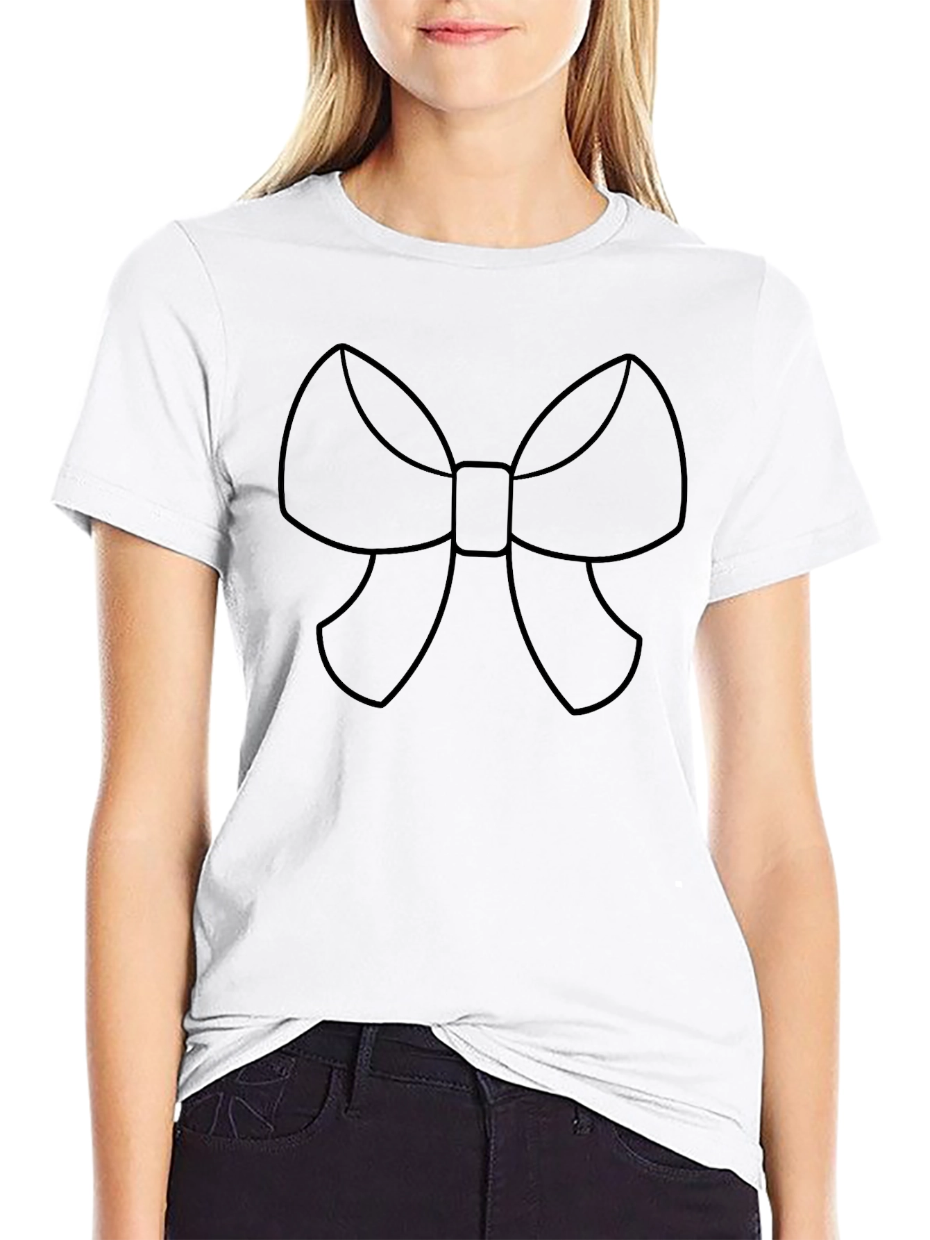 Bow Outline Graphic Tee - Stylish Casual Wear
