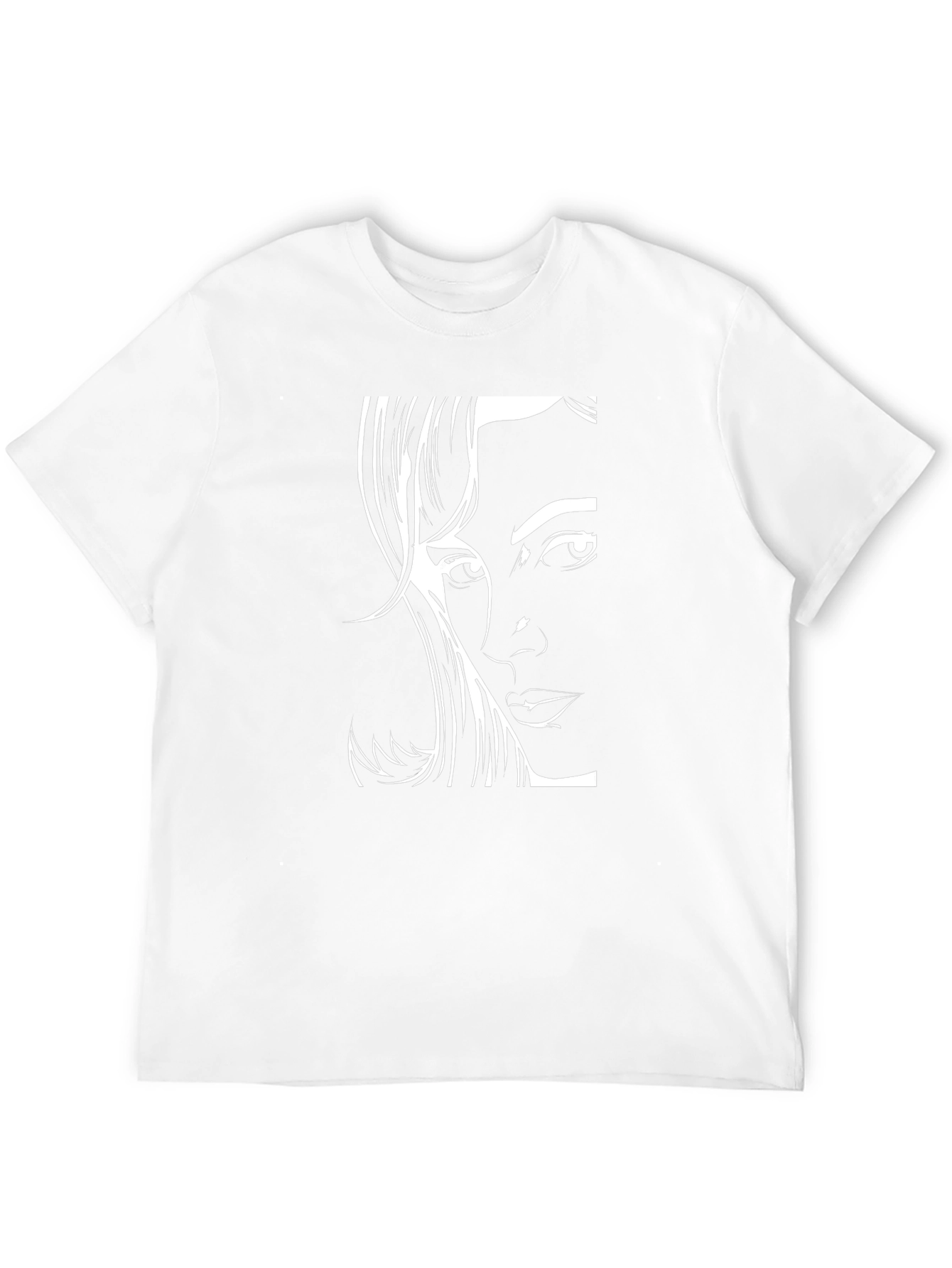 Black T-Shirt with Elegant Woman Face Design