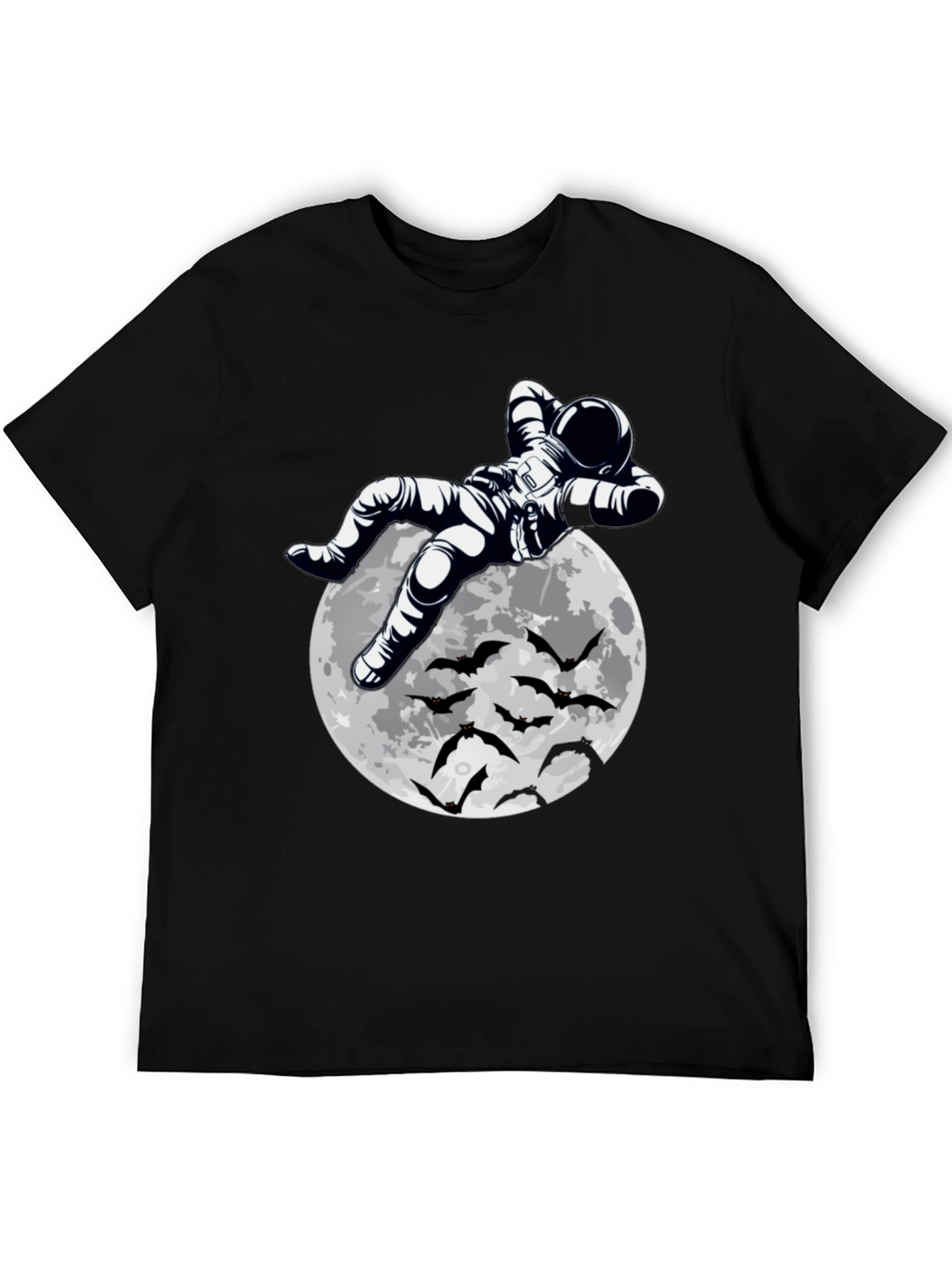 Astronaut Moon & Bats Graphic Print T-Shirt
