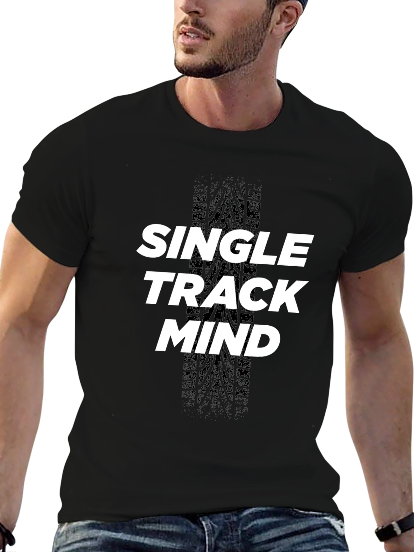 Single Track Mind Black Graphic Tee