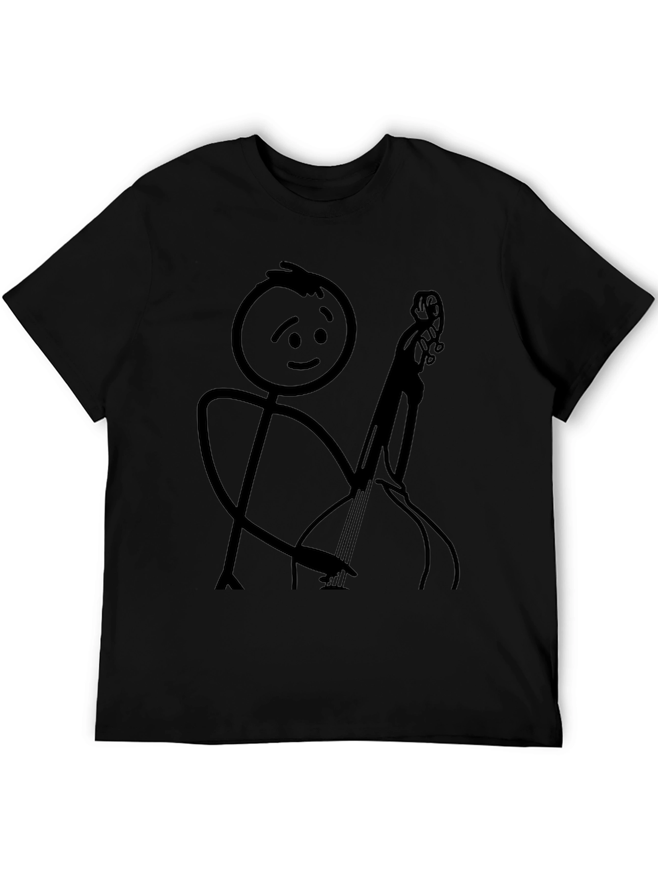 Stick Figure Cello Player Black T-Shirt