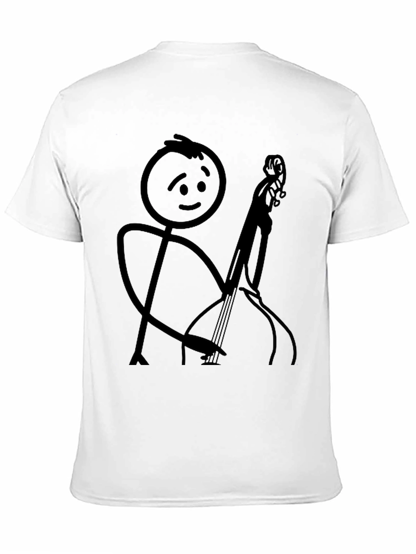 Stick Figure Cello Player Black T-Shirt