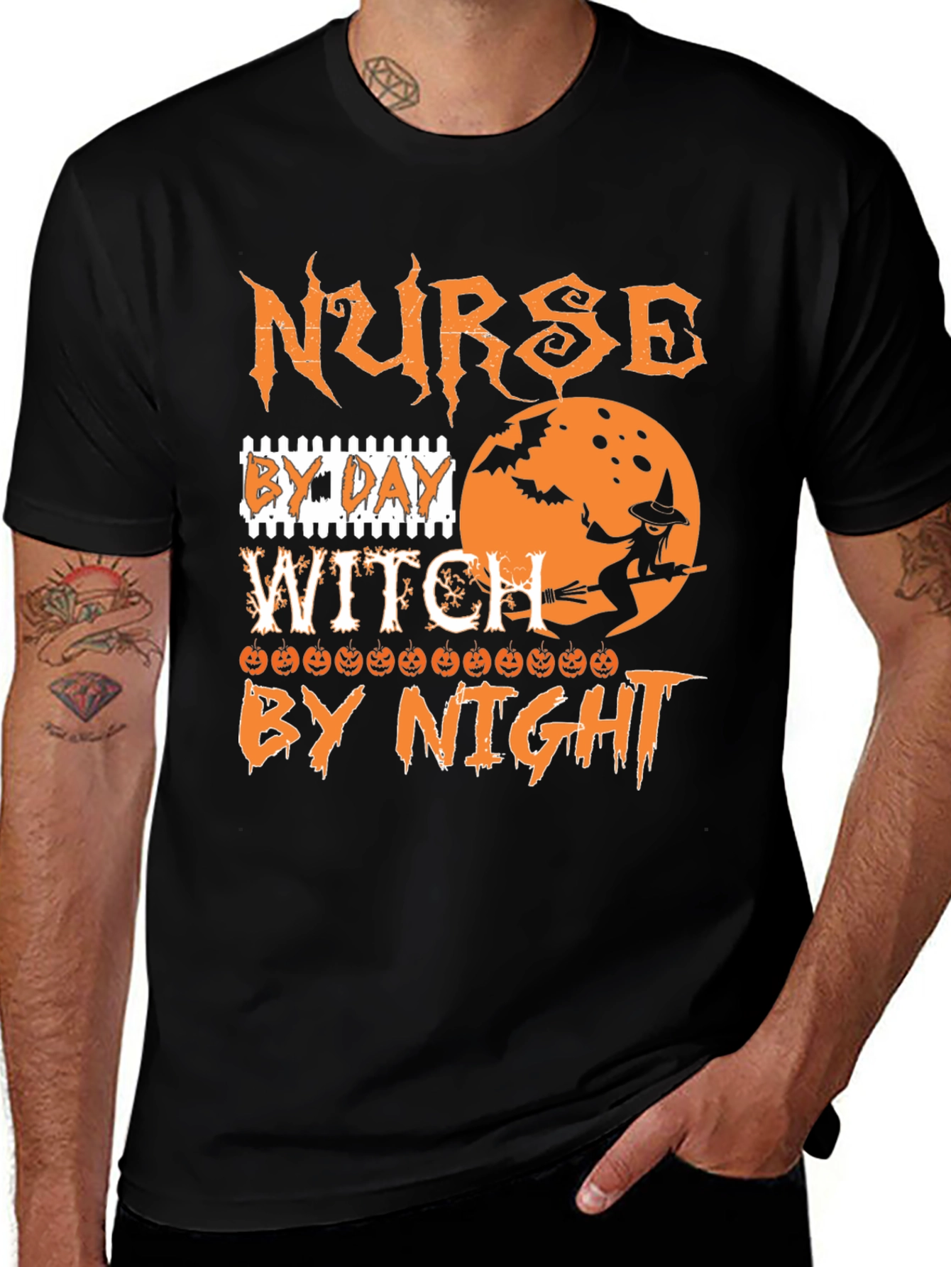 Nurse By Day Witch By Night Halloween T-Shirt