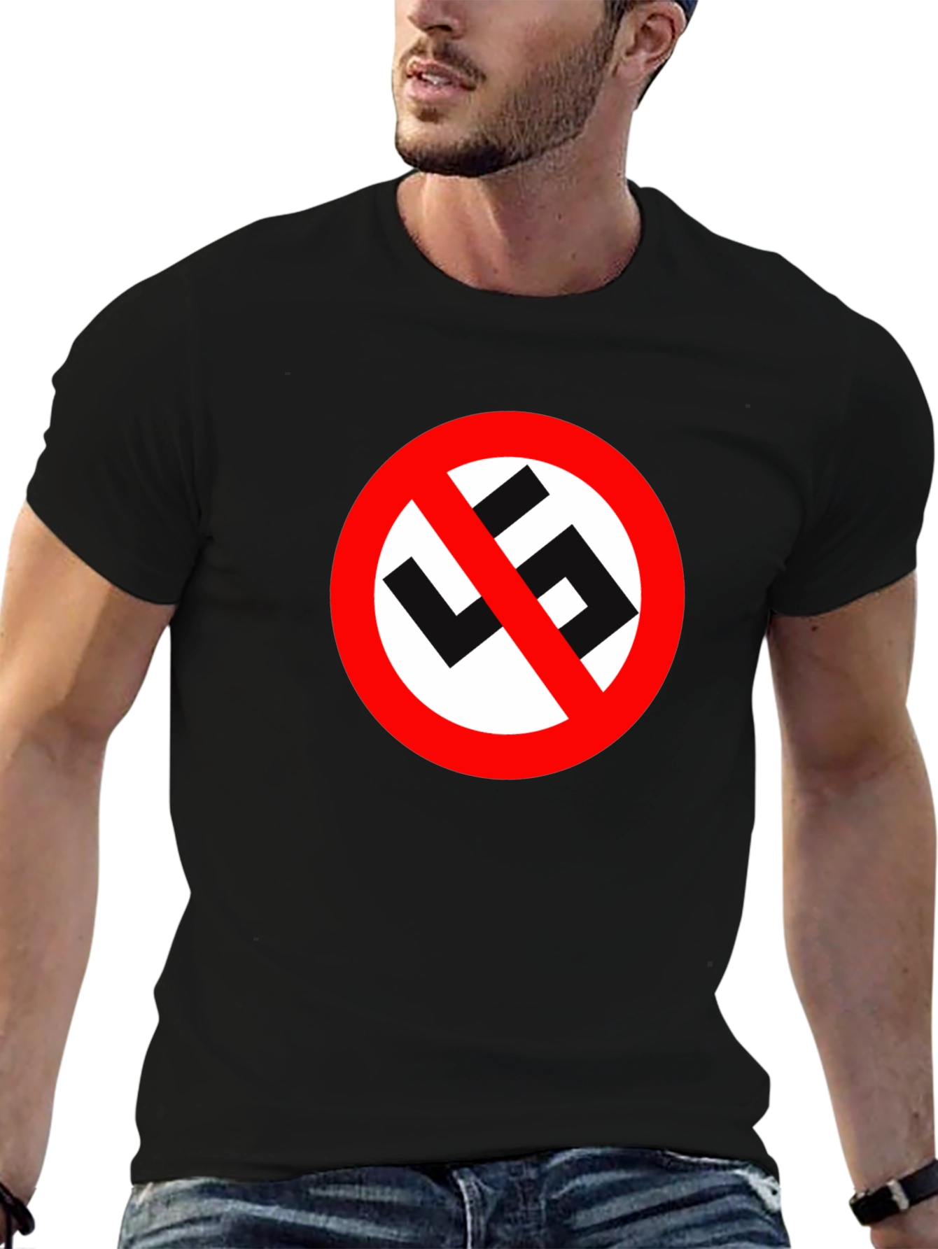 No Swastika Symbol Black T-Shirt