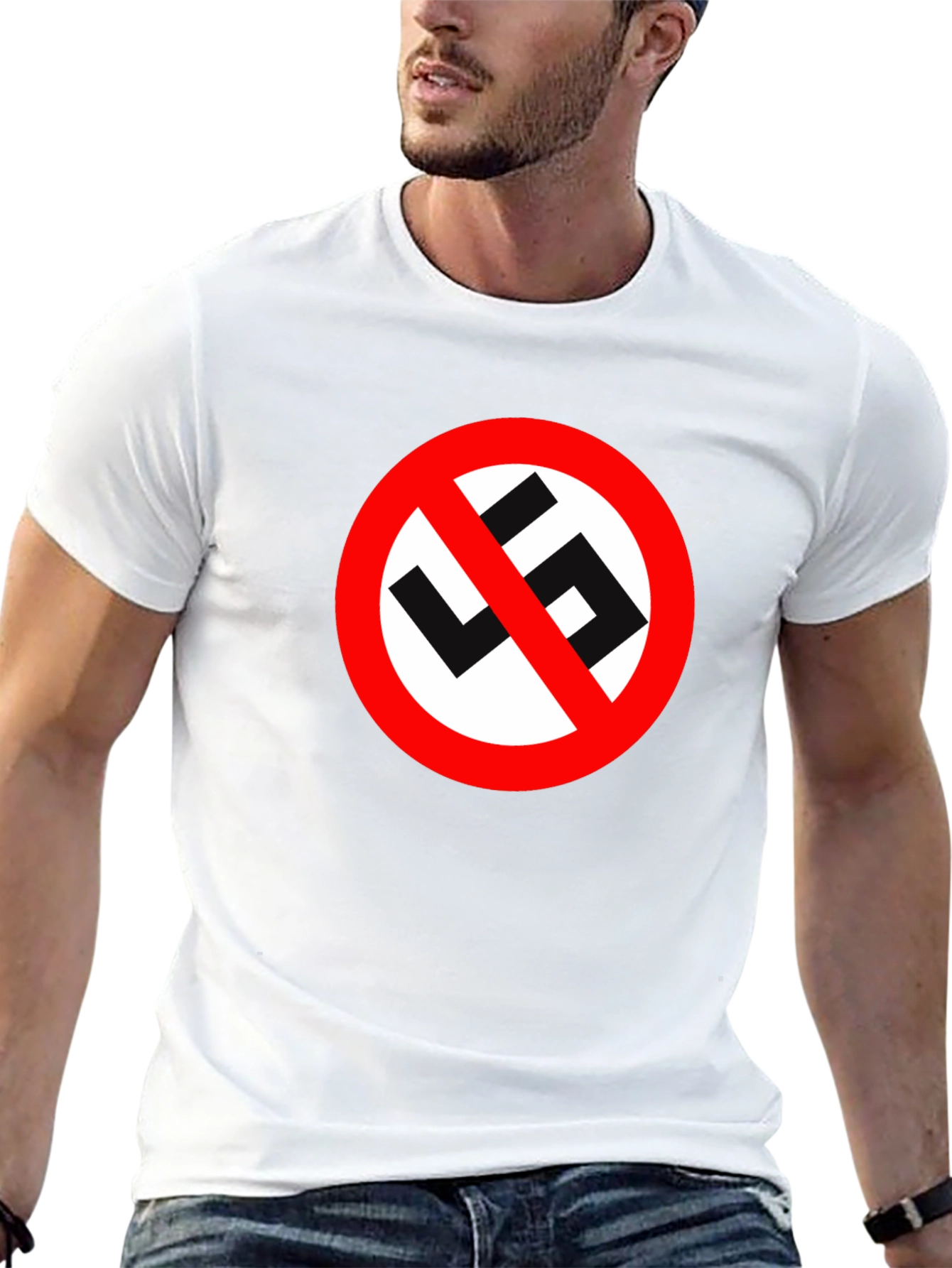No Swastika Symbol Black T-Shirt