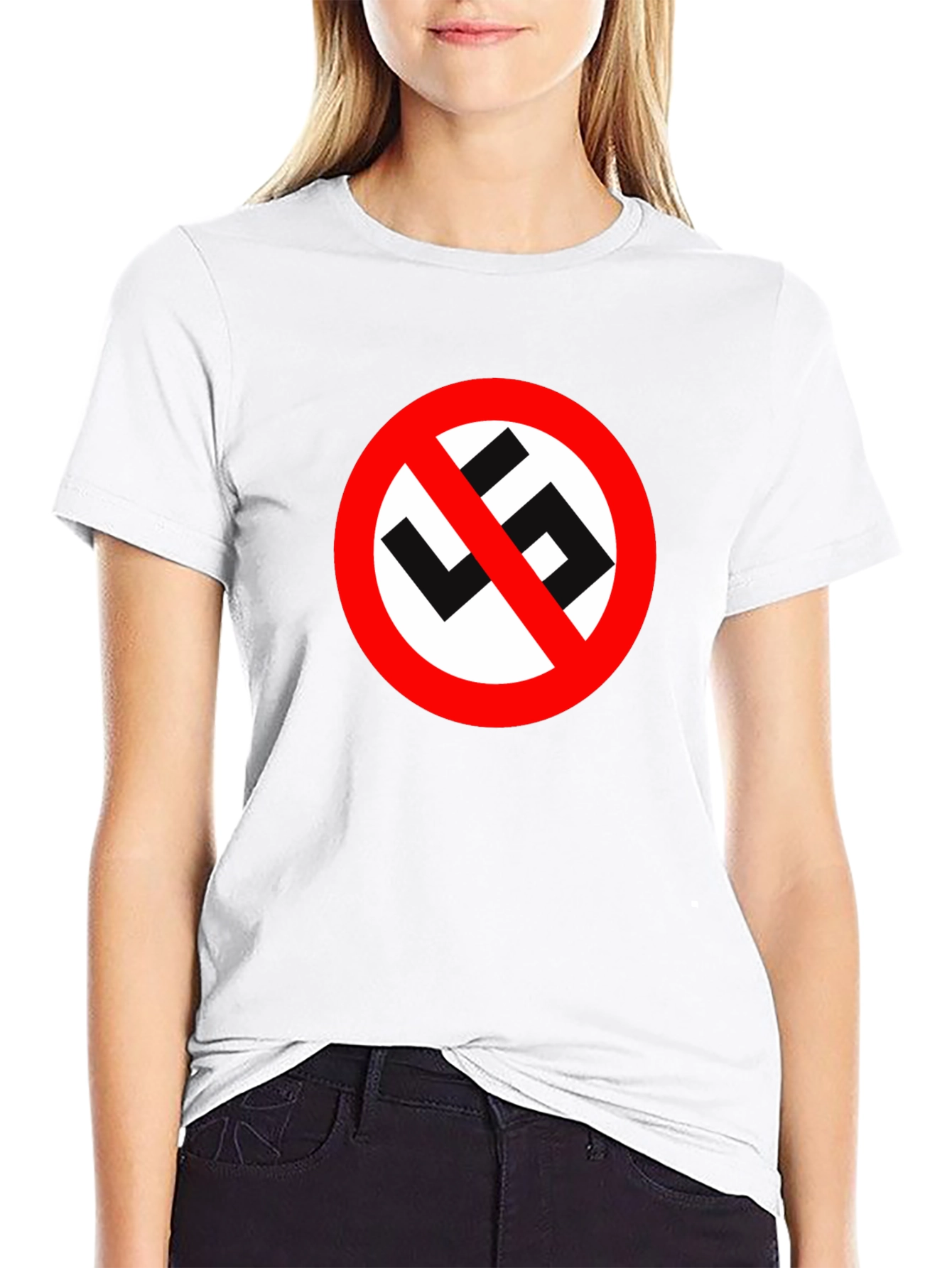 No Swastika Symbol Black T-Shirt