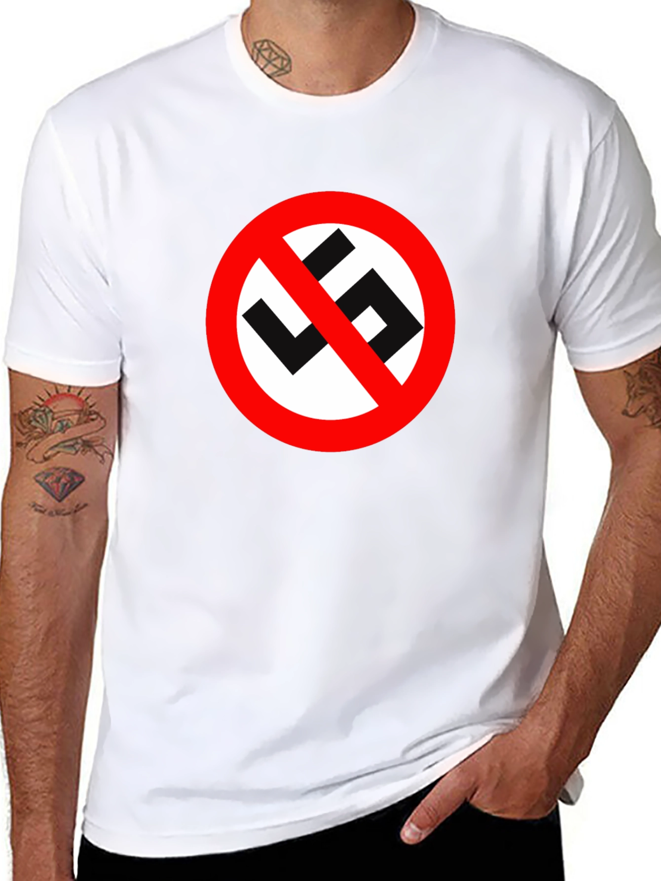 No Swastika Symbol Black T-Shirt