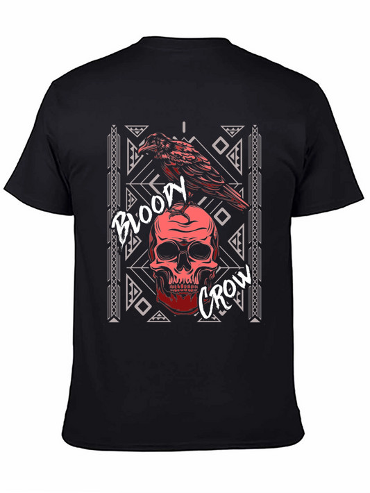 Bloody Crow Skull T-Shirt - Gothic Style