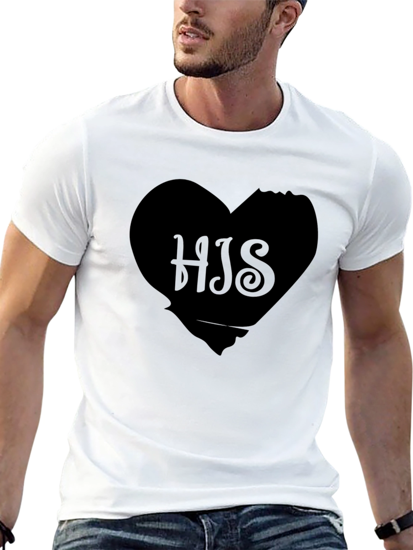 Mens Black HIS Heart Graphic T-Shirt