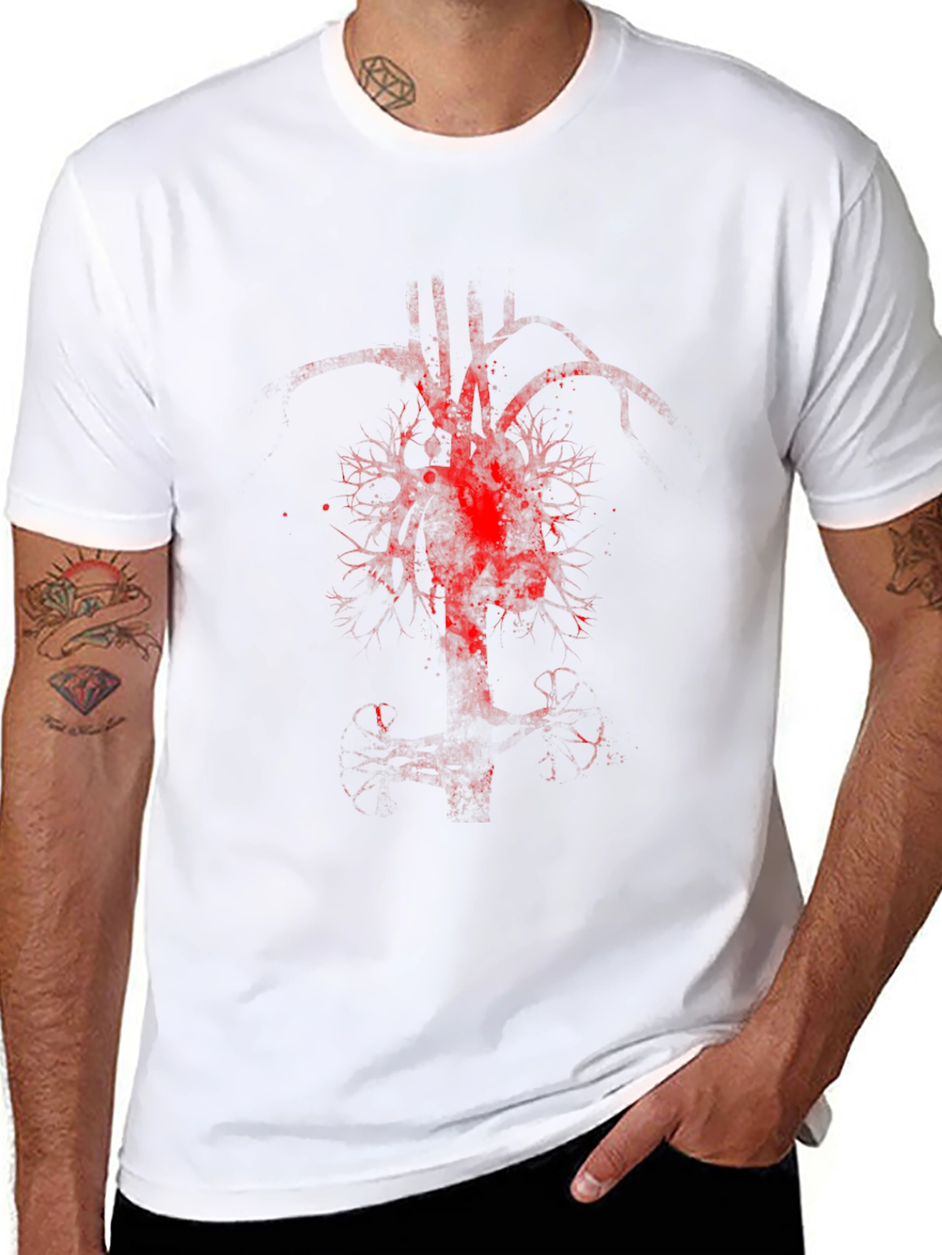 Anatomical Heart Tree Graphic Tee - Black