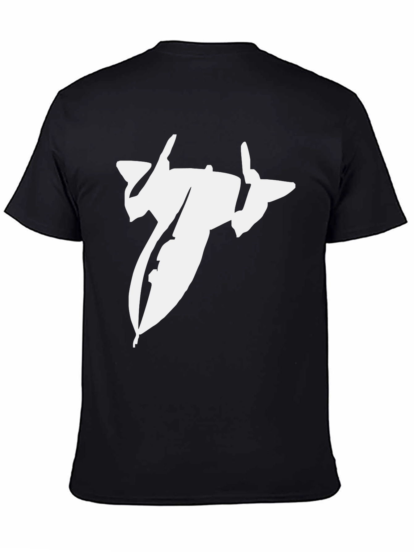 Black T-Shirt with Spacecraft Graphic