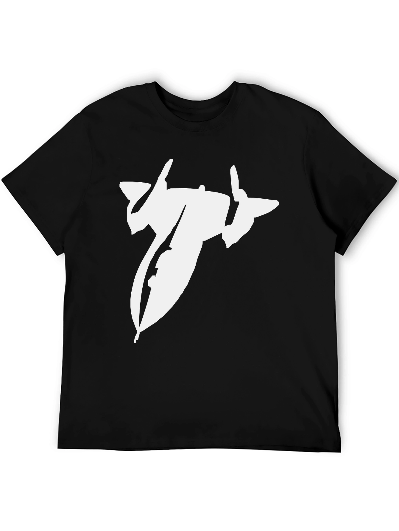 Black T-Shirt with Spacecraft Graphic