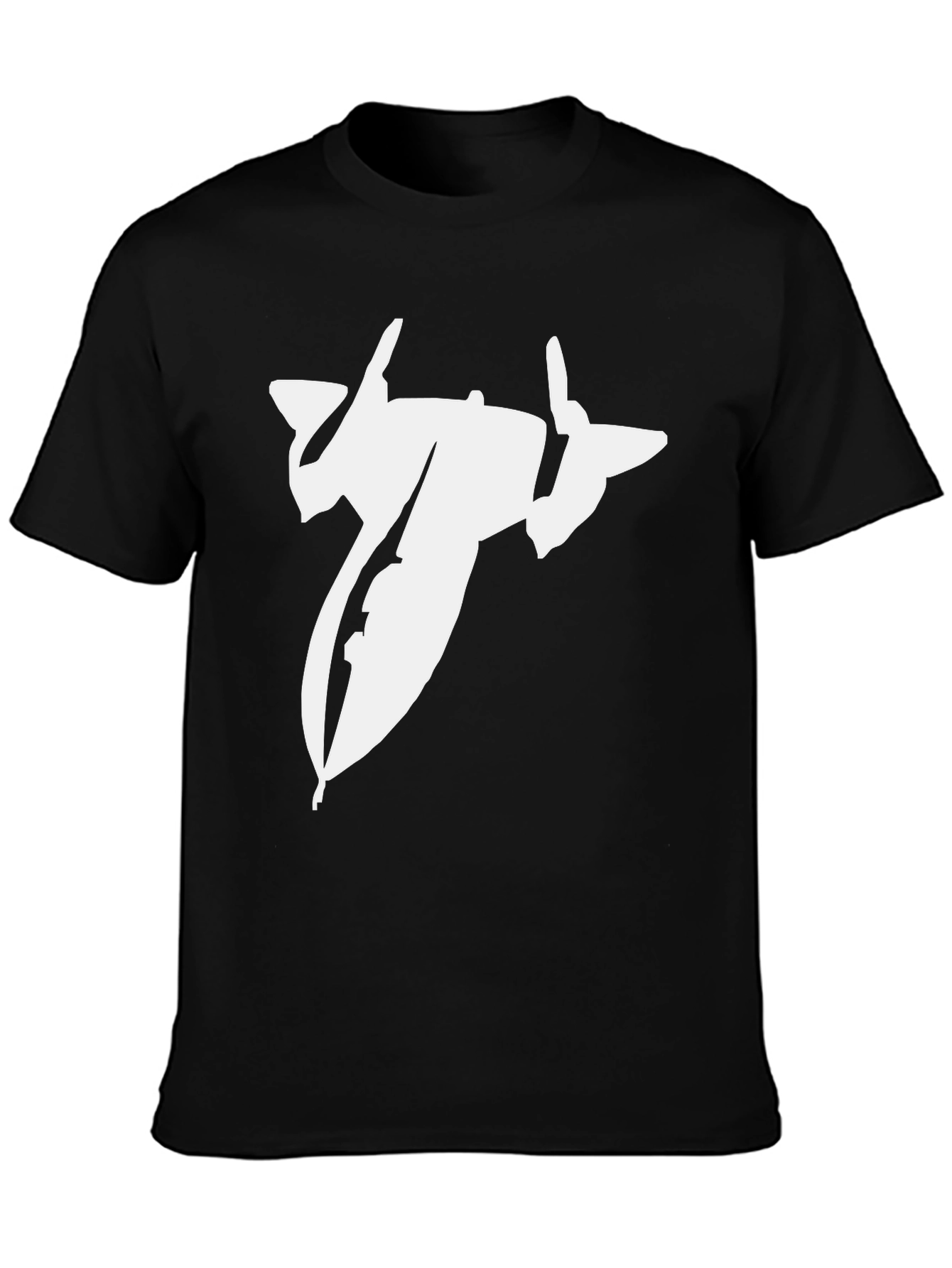 Black T-Shirt with Spacecraft Graphic