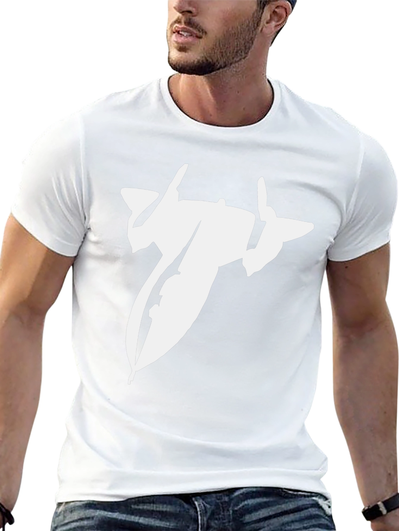 Black T-Shirt with Spacecraft Graphic
